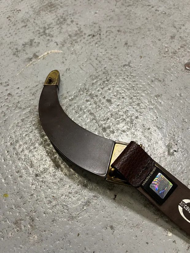 Designer × Just Cavalli × Vintage 2000s Cavalli Black Spice Brown Leather Belt Size ONE SIZE - 10 Thumbnail