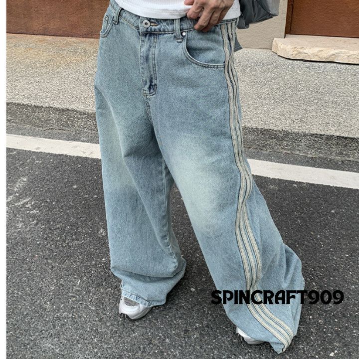 Jean Track Baggy Wide Leg Denim Jeans Size US 28 / EU 44 - 2 Thumbnail