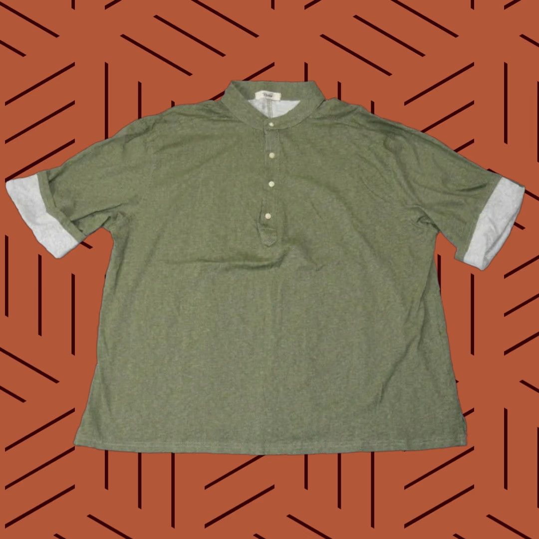 Vintage Reverb Shirt Moss Green Linen Blend Button-Down XL Adult Short Sleeve Button-Up Collar: Band Collar, Linen, Cotton Blend, Relaxed Fit Men’s XL Green Size US XL / EU 56 / 4 - 1 Thumbnail