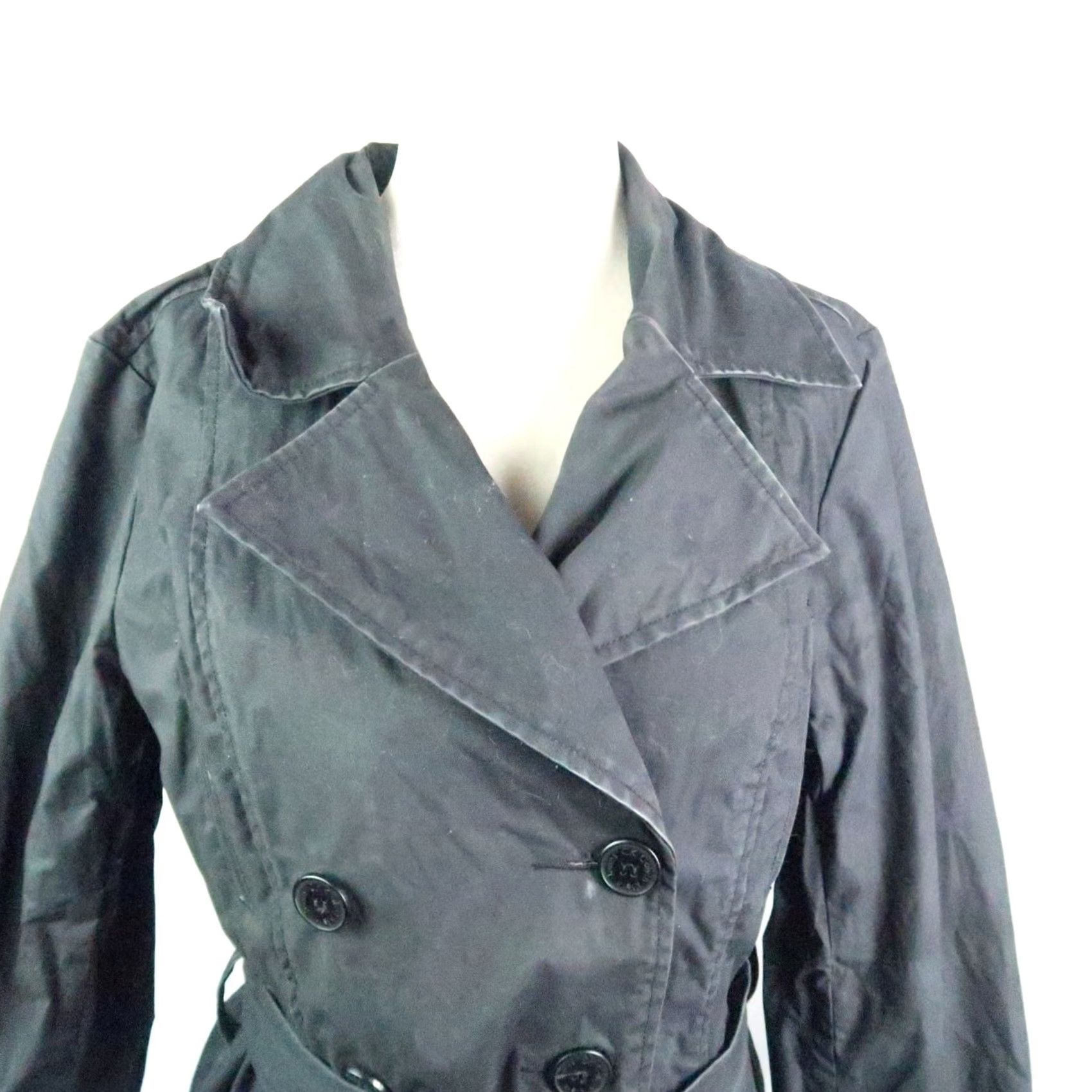 Calvin Klein VINTAGE 90s Calvin Klein Black Cotton Trench Coat Jacket L Womens Size L / US 10 / IT 46 - 2 Thumbnail