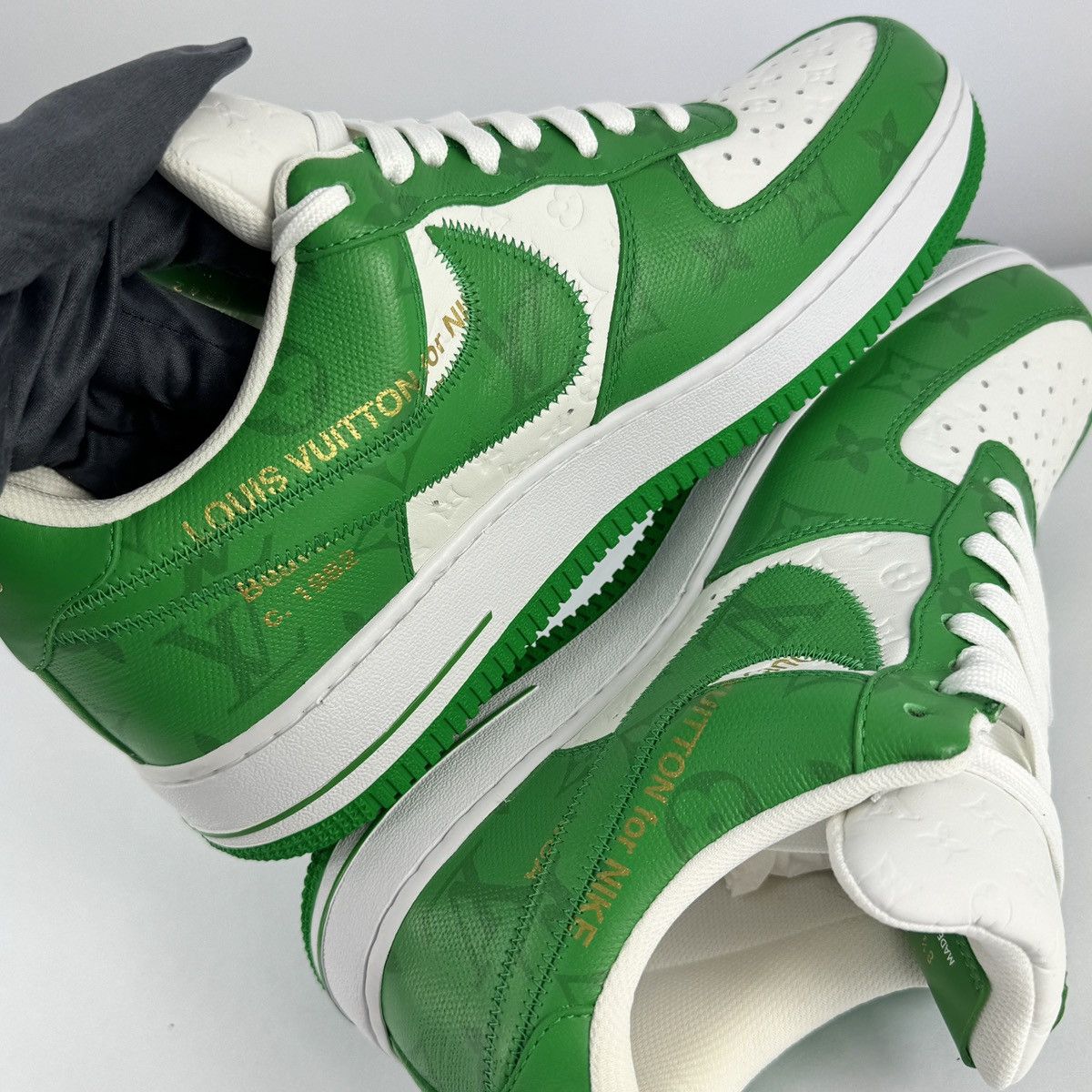 Louis Vuitton x Nike Air Force 1 By Virgil Abloh Green Sneakers Size US 8.5 / EU 41-42 - 4 Thumbnail