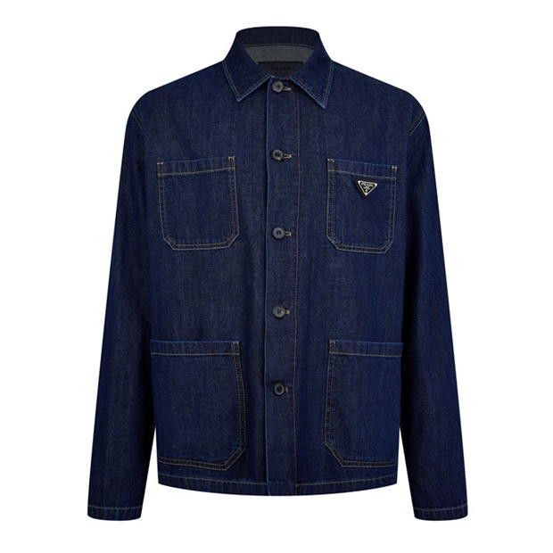 Prada PRADA Triangle Logo Denim Overshirt Size US S / EU 44-46 / 1 - 1 Thumbnail
