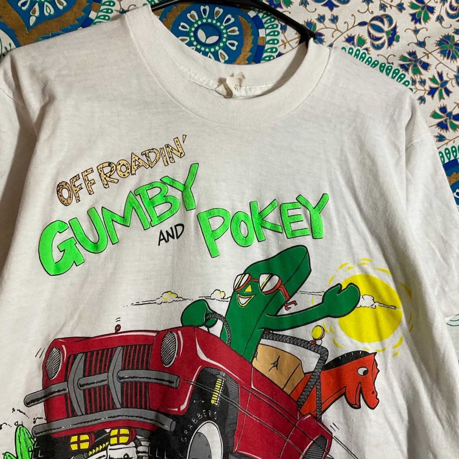 Gildan Vintage 1985 Gumby And Pokey Off Roadin Shirt Size US L / EU 52-54 / 3 - 4 Thumbnail
