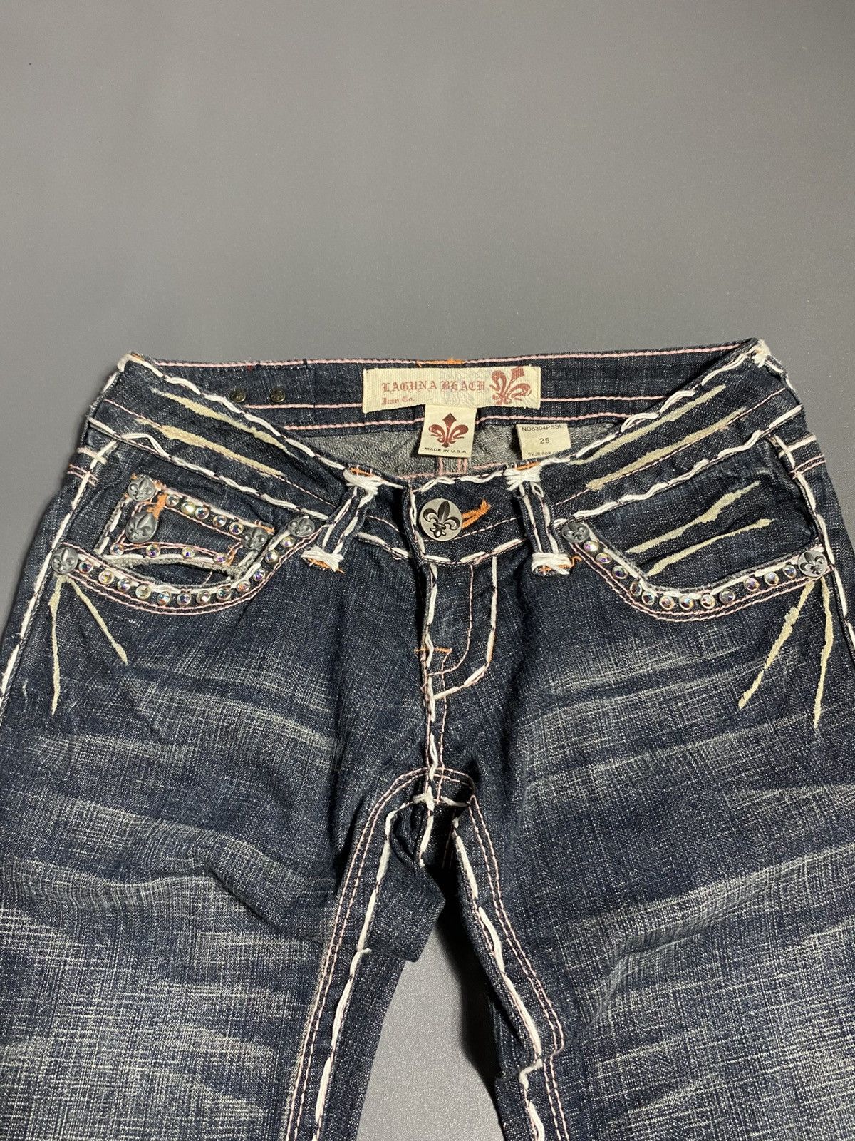 Vintage VTG Y2K 2000s Laguna Beach Jean Co Low Waist USA Made Jeans Size 25" / US 0 / IT 36 - 3 Thumbnail