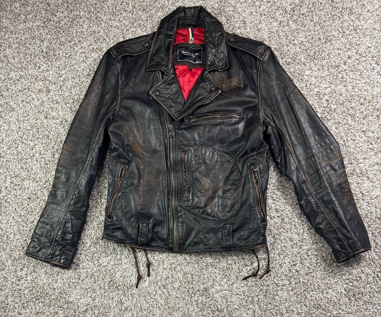 Andrew Marc Denim Leathers by Marc Moto Motorcycle Leather Jacket Size US L / EU 52-54 / 3 - 1 Thumbnail