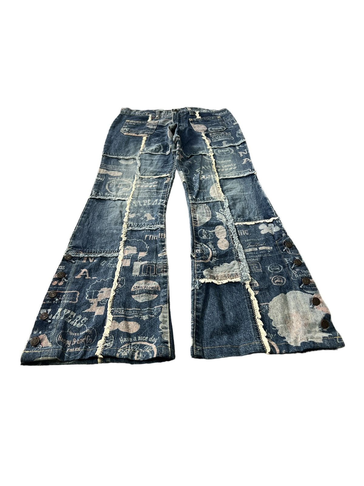 If Six Was Nine FLARED💥RNA PATCHWORK DISTRESSED DENIM PANT Size US 28 / EU 44 - 5 Thumbnail