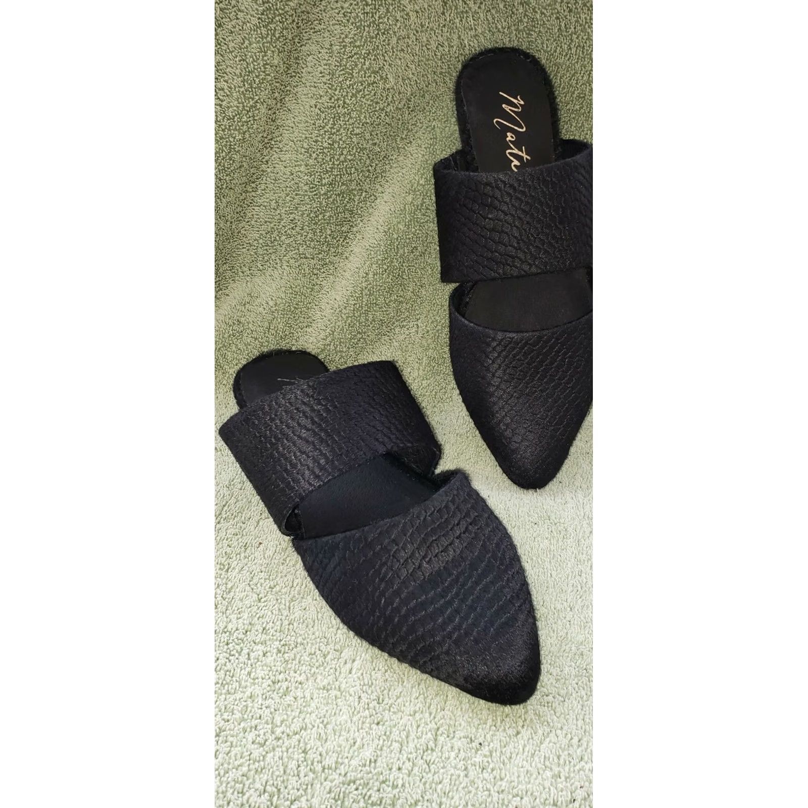 Matisse Matisse Flats Women's 6M Berlin Crossover Semiround Toe Black Calfskin Leather Slips On 1/2" Block Heel Domed Toe Shoes dress Evening Party Business Size US 4 / IT 34 - 2 Thumbnail
