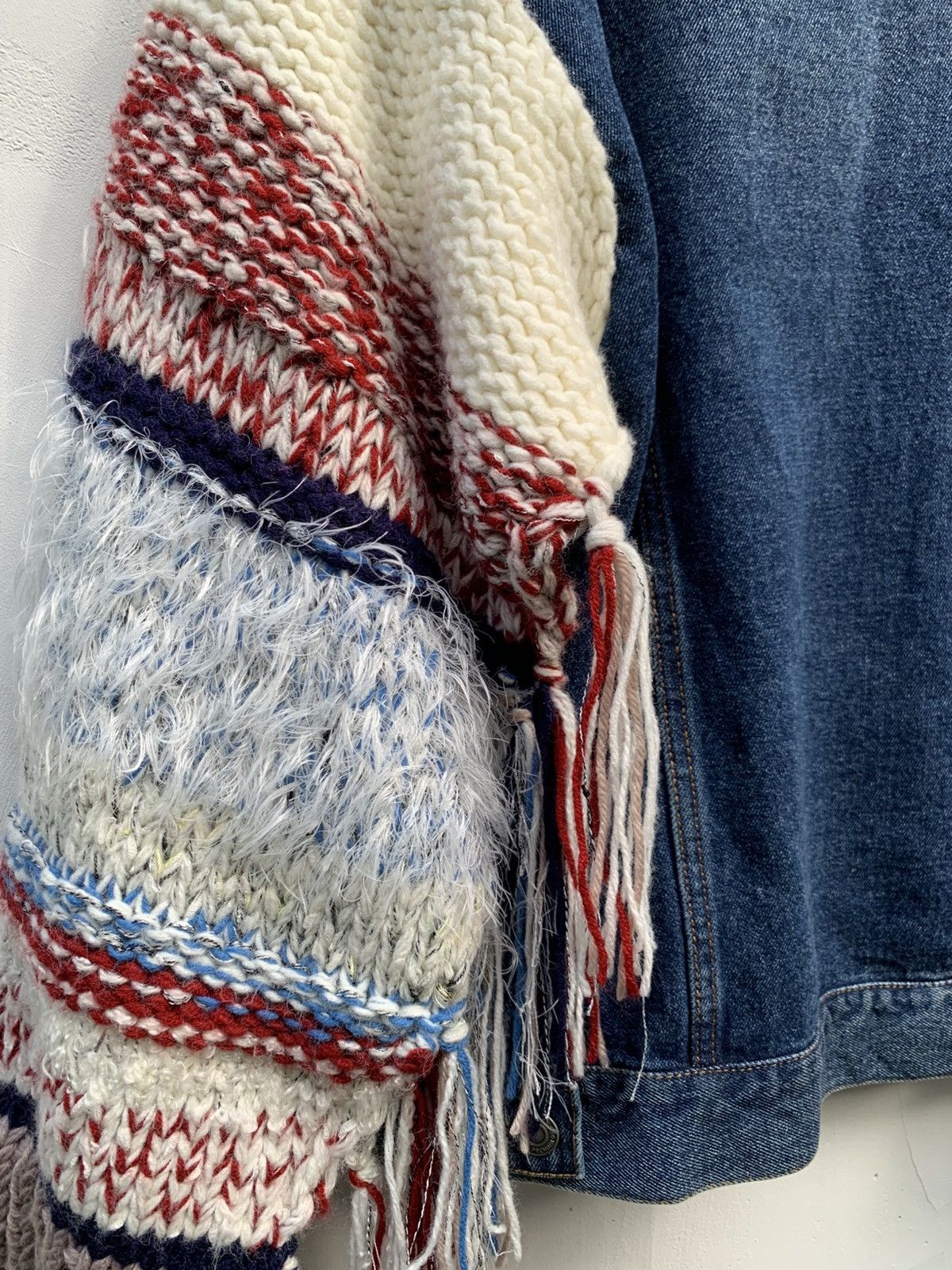 Aran Isles Knitwear Zara denim jacket with knit sleeves oversized jacket Size M / US 6-8 / IT 42-44 - 5 Thumbnail