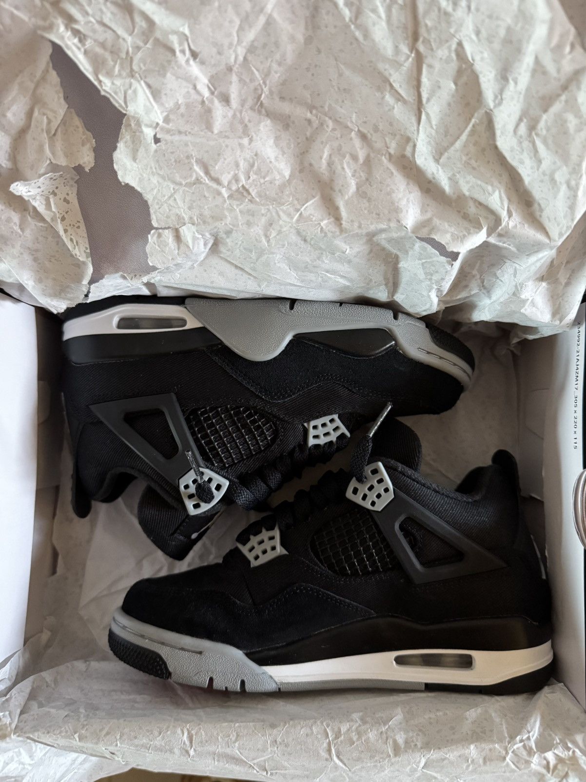 Jordan Brand Black Canvas Jordan 4s ‘2022’ Size US 5.5 / IT 35.5 - 3 Thumbnail