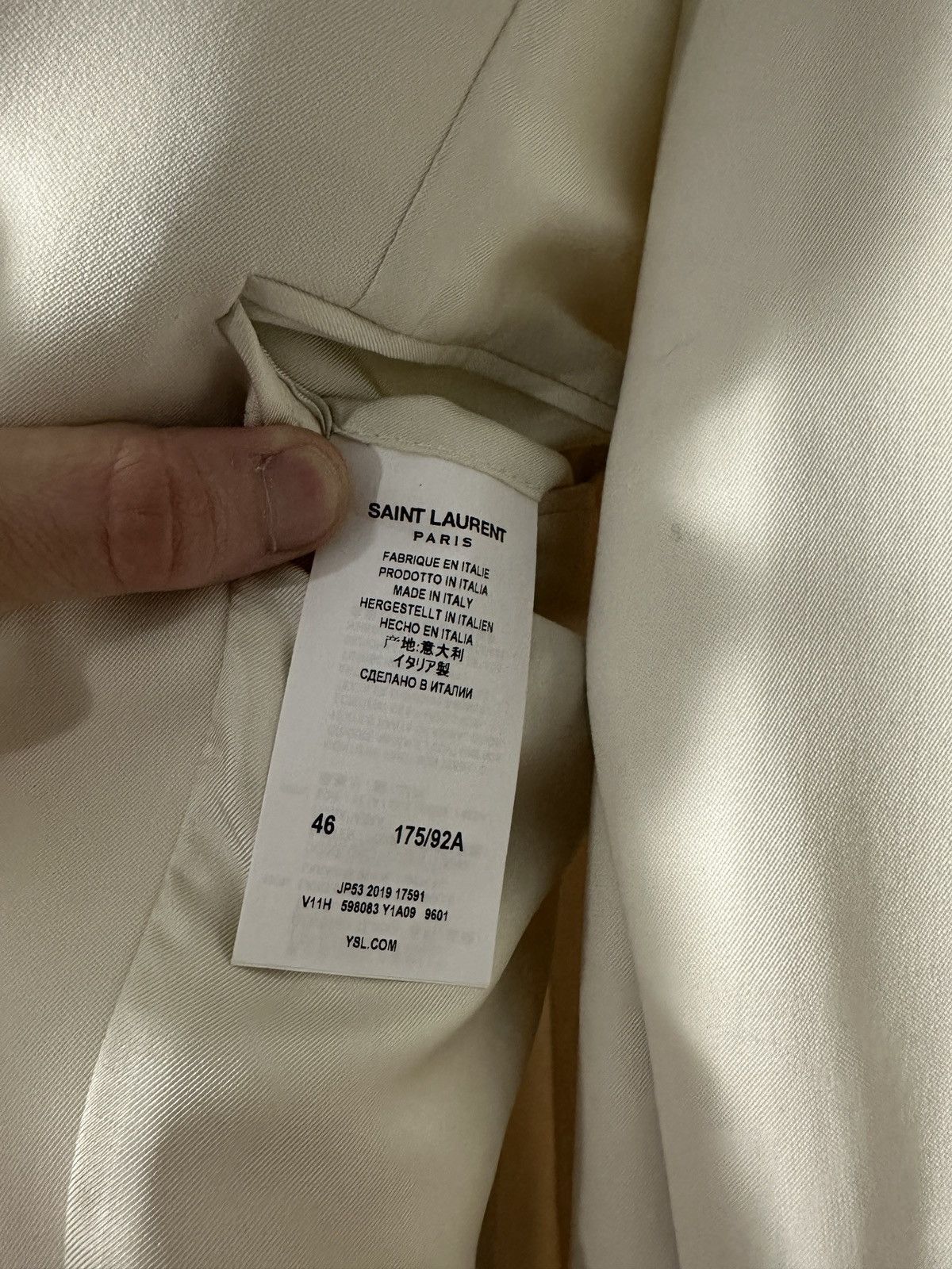 Saint Laurent Paris Ivory Double Breasted Suit Jacket Size 46R - 18 Thumbnail