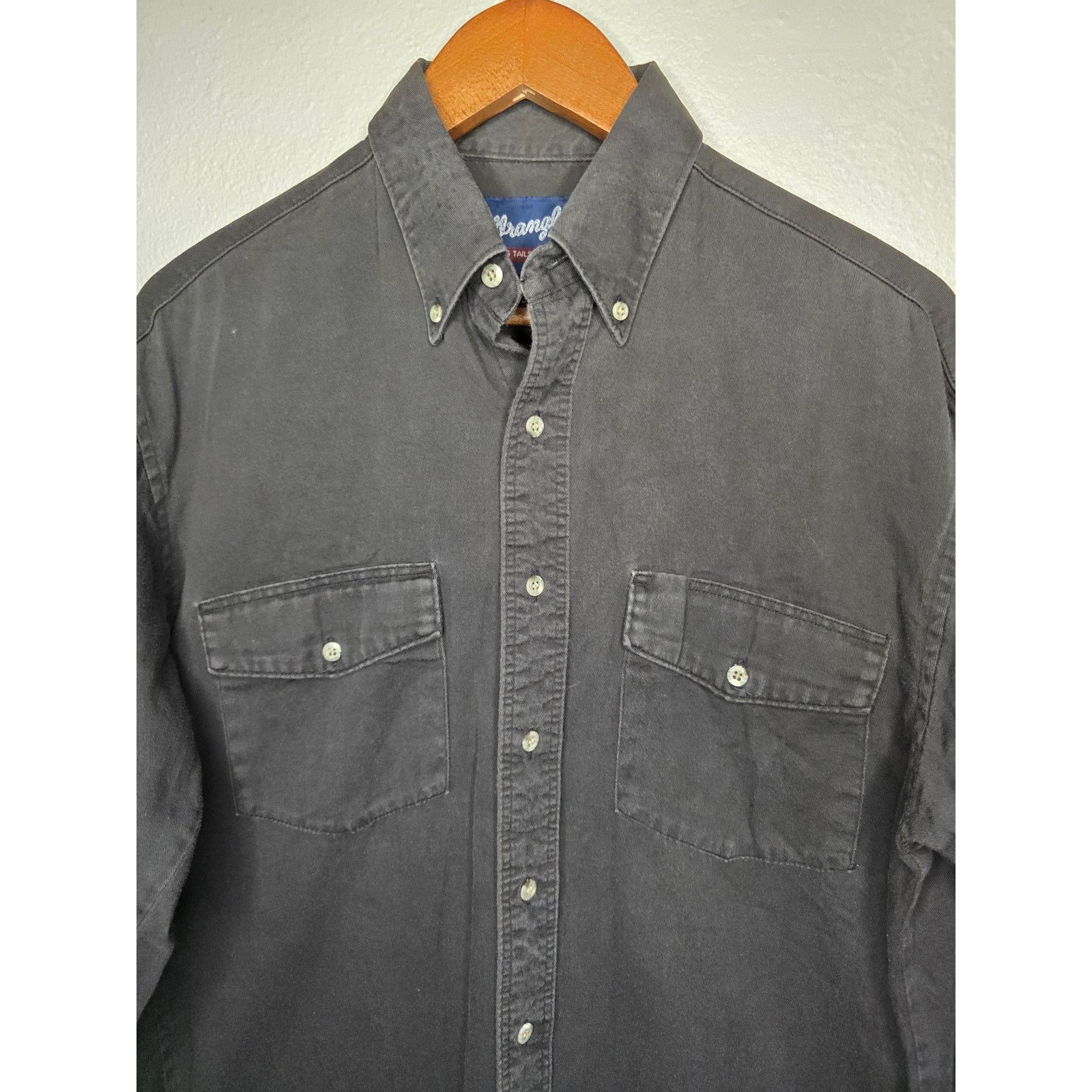 Wrangler Vintage Wrangler M Black Long Sleeve Black Button Up Shirt Size US M / EU 48-50 / 2 - 2 Thumbnail