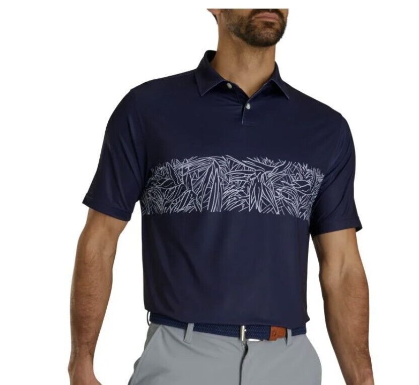 Footjoy FootJoy Tropical Chestband Lisle Self Golf Polo Top Navy M Size US M / EU 48-50 / 2 - 1 Thumbnail