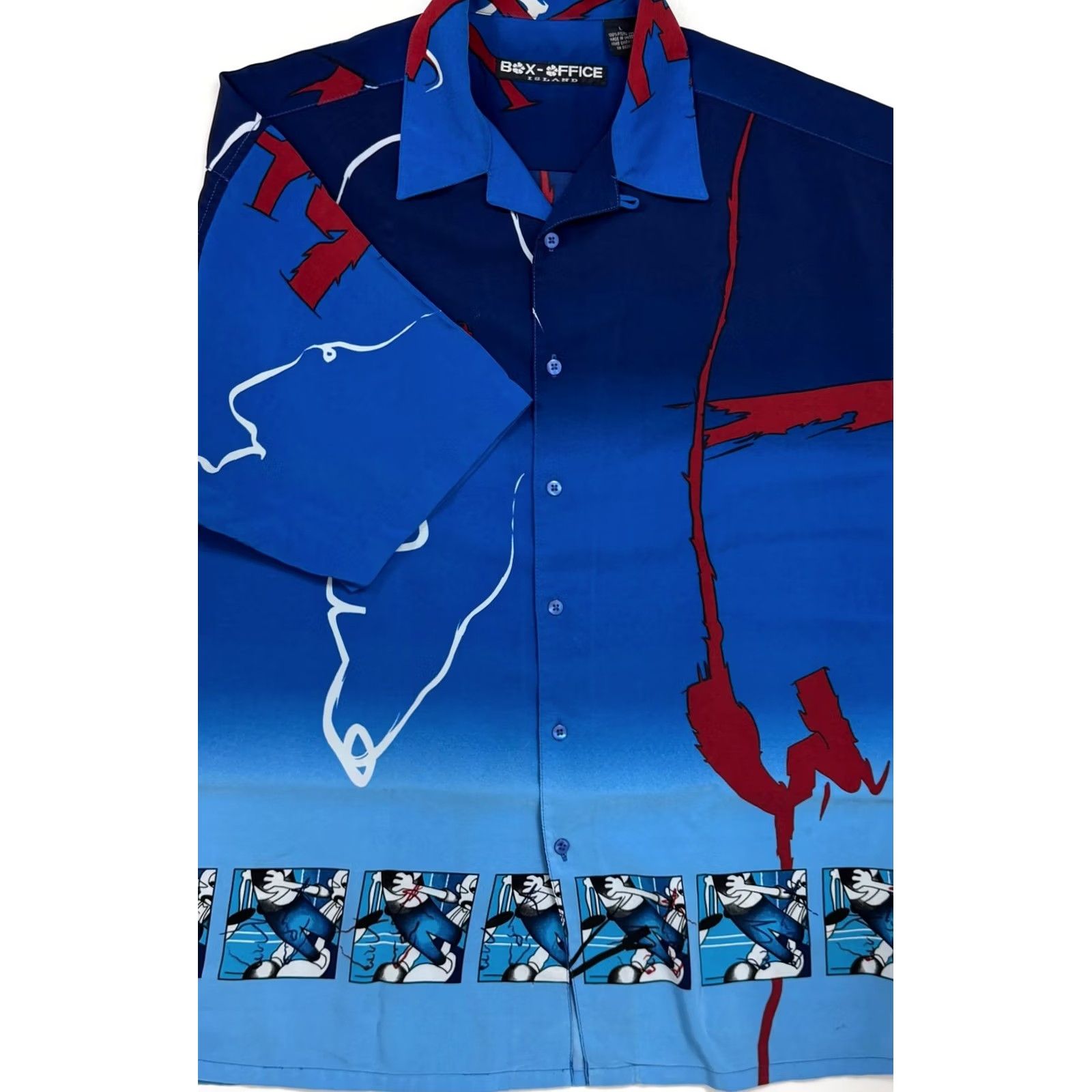Vintage VINTAGE 90s Box Office Shirt Men Large Blue Polyester Microfiber Comic Panel Outdoors Size US L / EU 52-54 / 3 - 2 Thumbnail