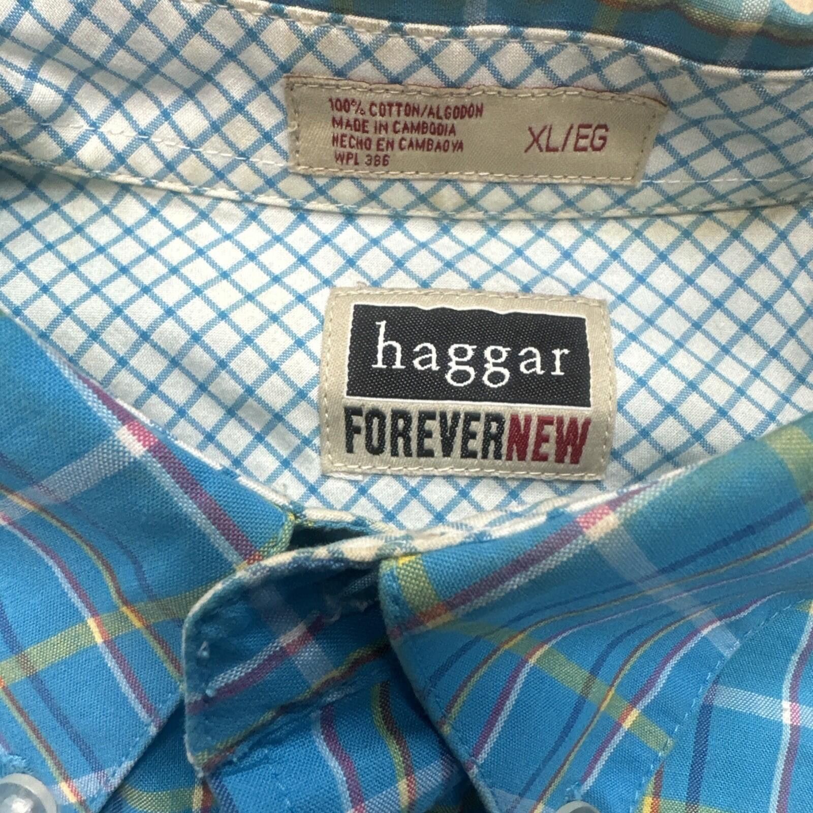 Haggar Haggar Forever New Blue Plaid Button Short Sleeve Shirt XL Size US XL / EU 56 / 4 - 2 Thumbnail