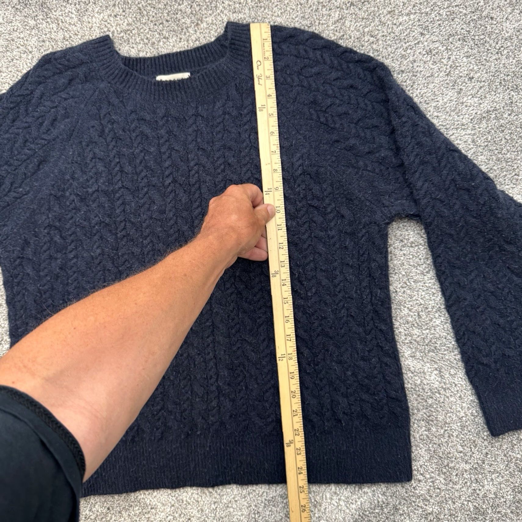 Vintage On 34th Sweater Women's Crew Neck Cable-Knit XL Blue Pullover Preppy Dark Academia Retro Layered Cozy Chunky Grandpa Size XL / US 12-14 / IT 48-50 - 2 Thumbnail