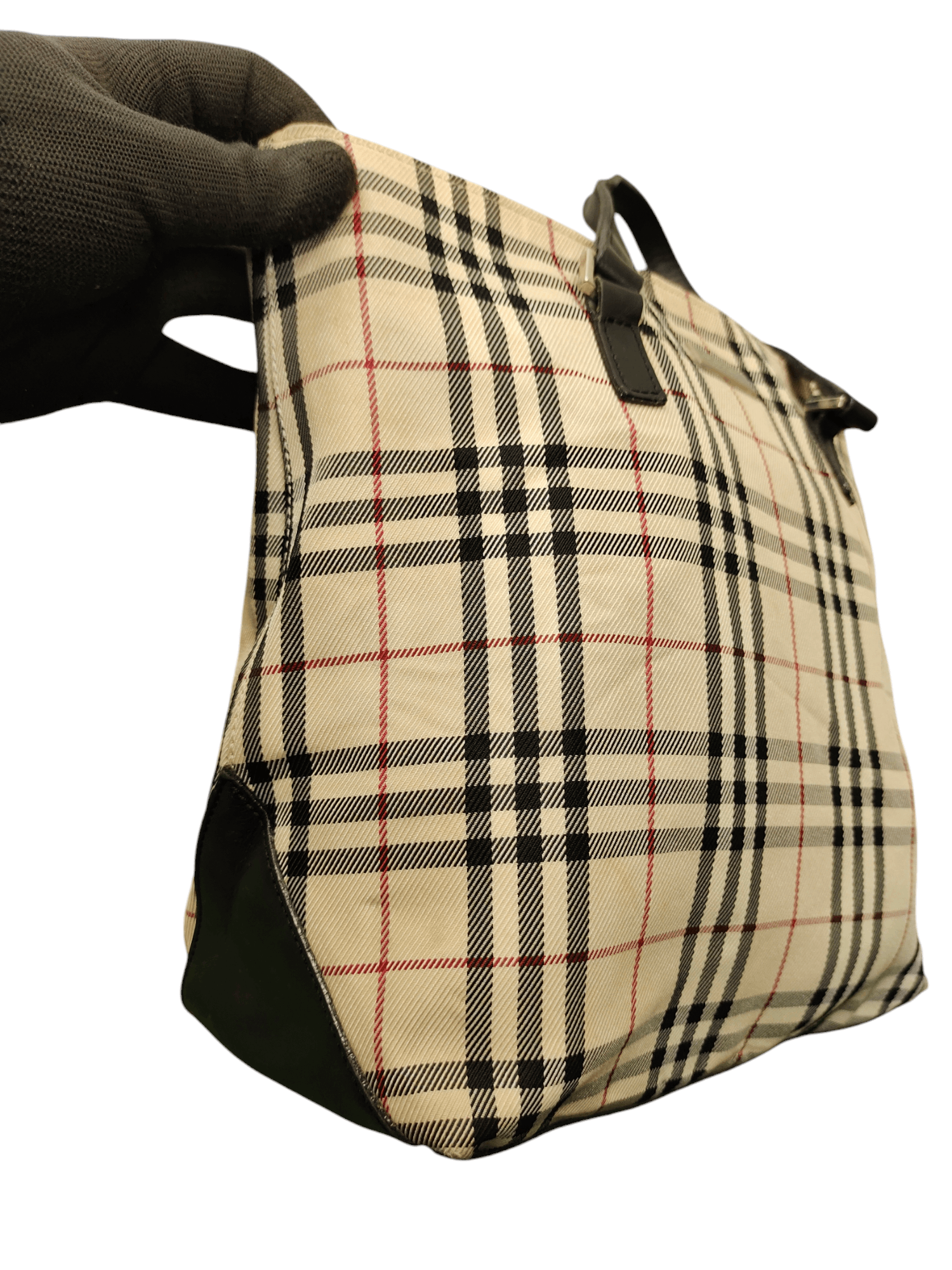 Burberry Blue Label Nova Check Cotton Mix Leather Tote Bag