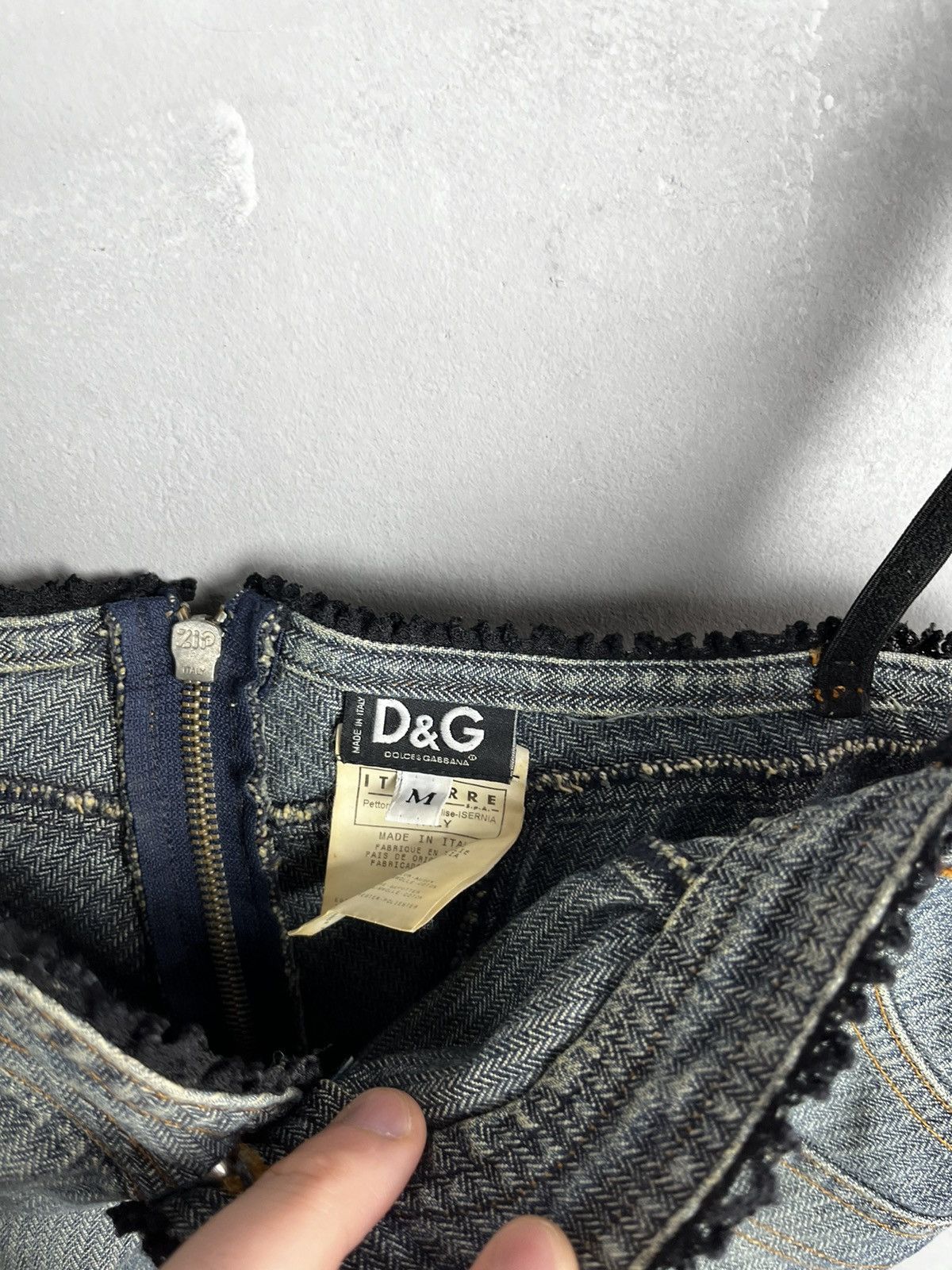 Dolce & Gabbana × Hysteric Glamour VINTAGE DOLCE & GABBANA JEAN DENIM BUSTIER TOP WITH LACE Size M / US 6-8 / IT 42-44 - 2 Thumbnail