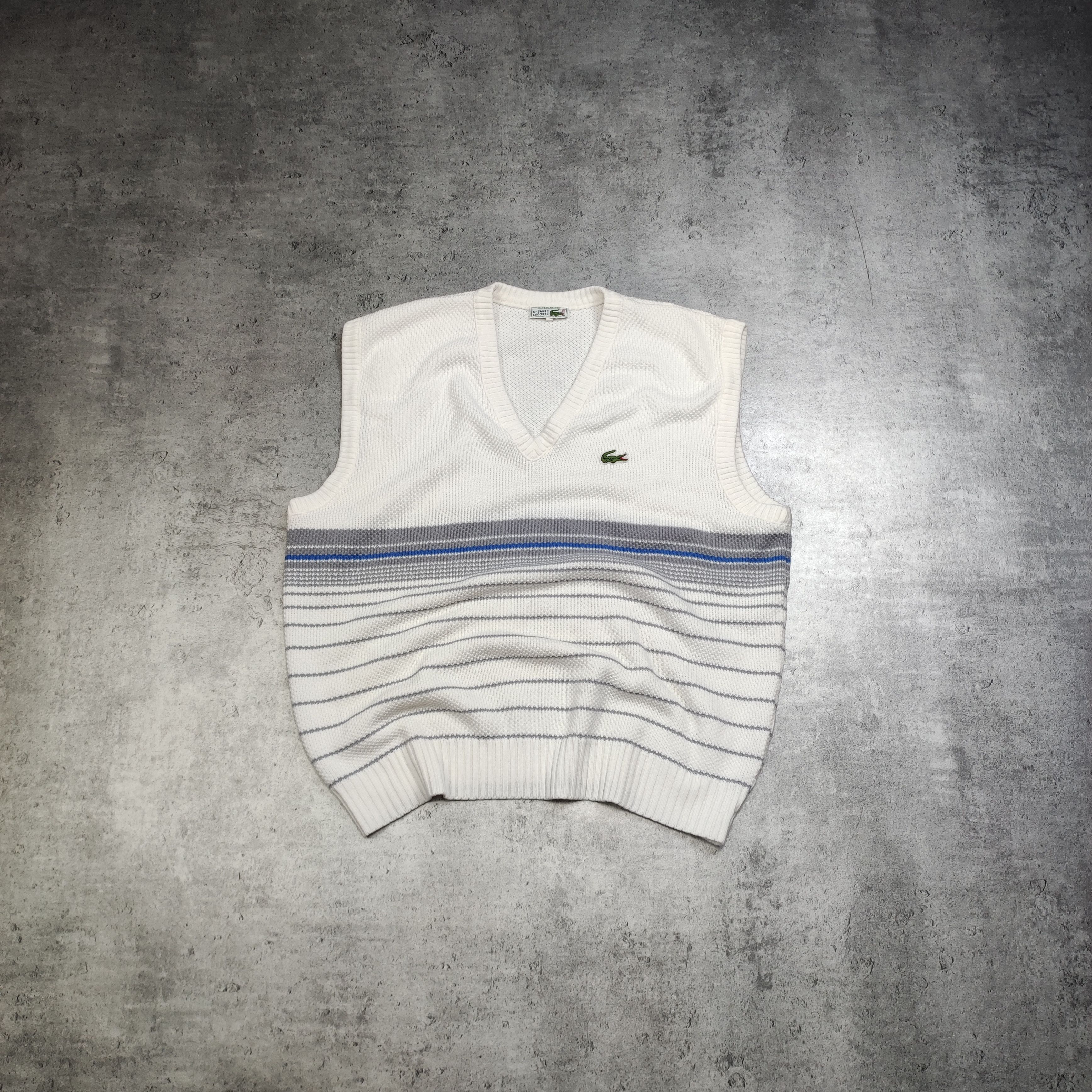 Lacoste × Vintage RARE Vintage 80s Lacoste France Logo Knited Sweater Vest Size US XL / EU 56 / 4 - 1 Thumbnail