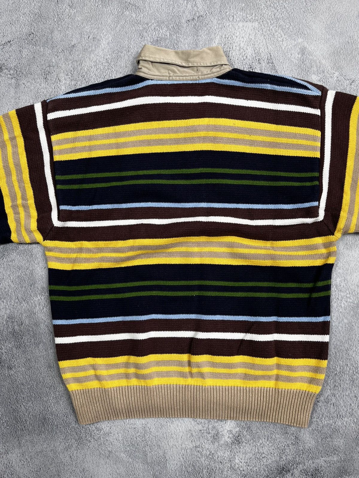 Japanese Brand × Vintage Vintage Y2K striped knitted 1/4 polo rugby sweater S Size US S / EU 44-46 / 1 - 8 Thumbnail