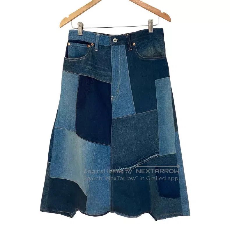 Junya Watanabe Junya Watanabe size S Denim patchwork wide-leg pants Size 24" / US 00 / IT 34 - 1 Thumbnail