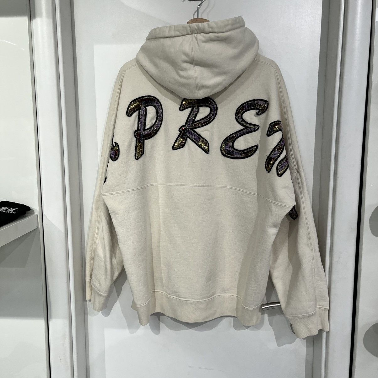 Supreme Supreme Beaded Hooded Sweatshirt Natural | Grailed