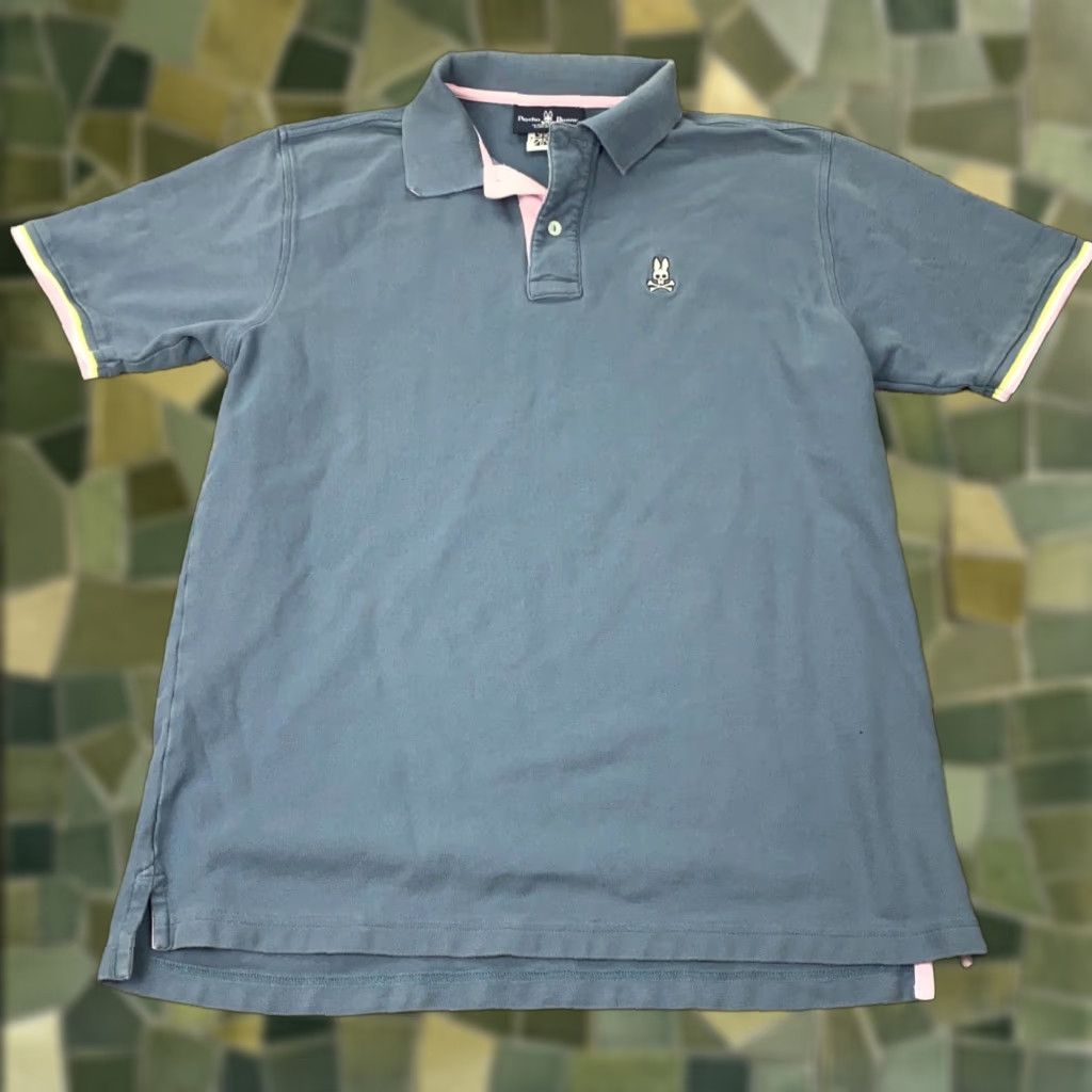 Psycho Bunny VINTAGE Psycho Bunny Polo Shirt Men Short Sleeve Blue Embroidered Cotton Casual 7 Size US M / EU 48-50 / 2 - 1 Thumbnail