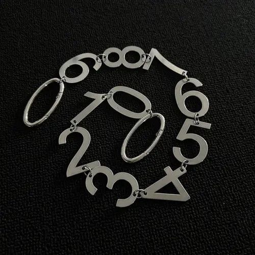 Jewelry Silver Number Link Wallet Chain, Men's Hip Hop Accessory Size ONE SIZE - 8 Thumbnail