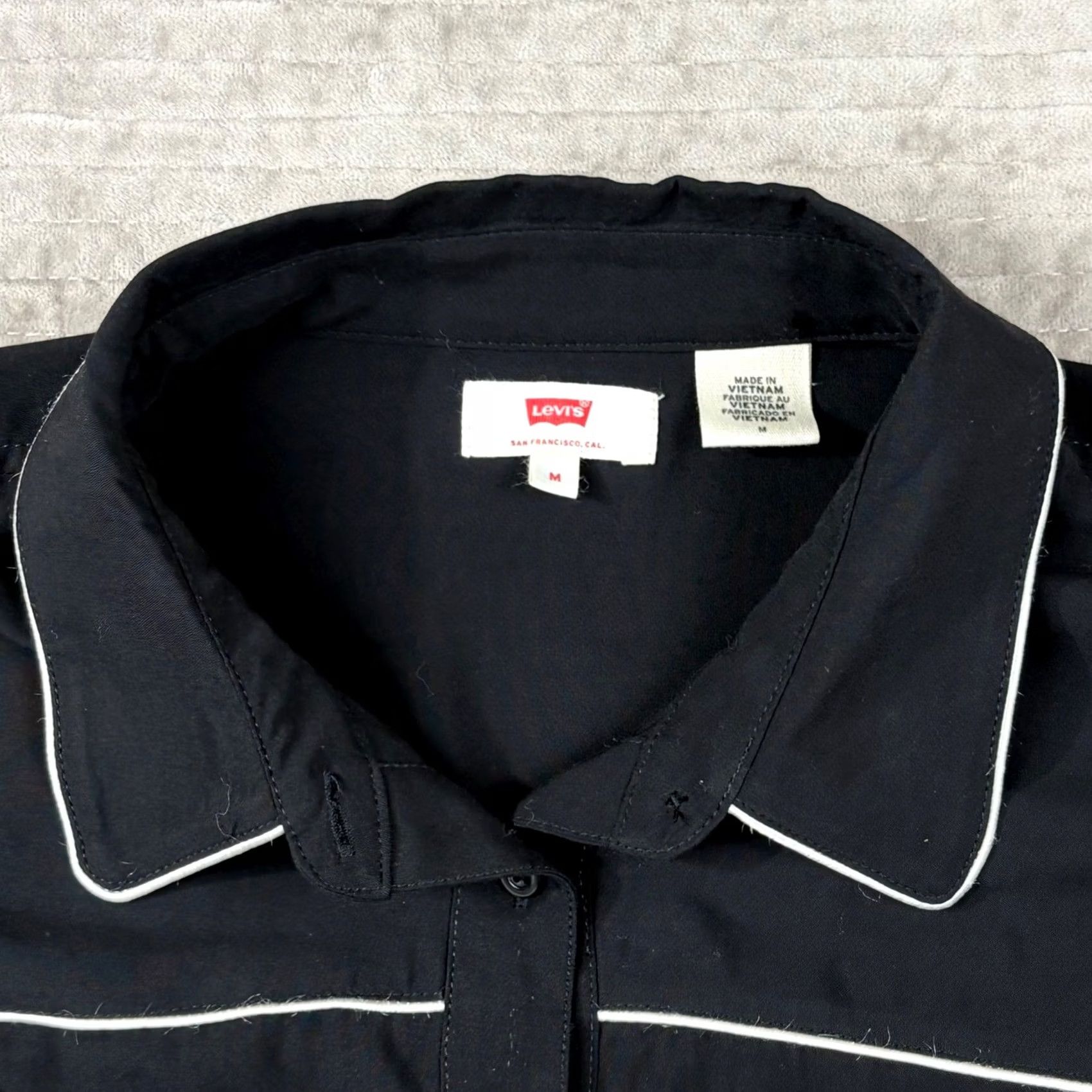 Levi's Levis Western Fringe Button-Down Shirt Black White Piping Viscose Medium Womens Shirt Size M / US 6-8 / IT 42-44 - 8 Thumbnail