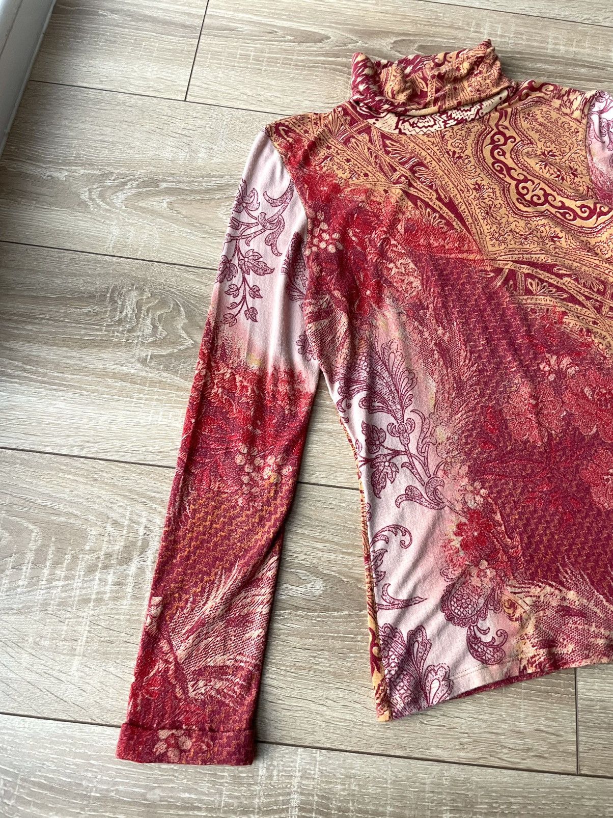 Roberto Cavalli Vintage Roberto Cavalli Class Paisley Top Turtleneck Shirt Size L / US 10 / IT 46 - 11 Thumbnail