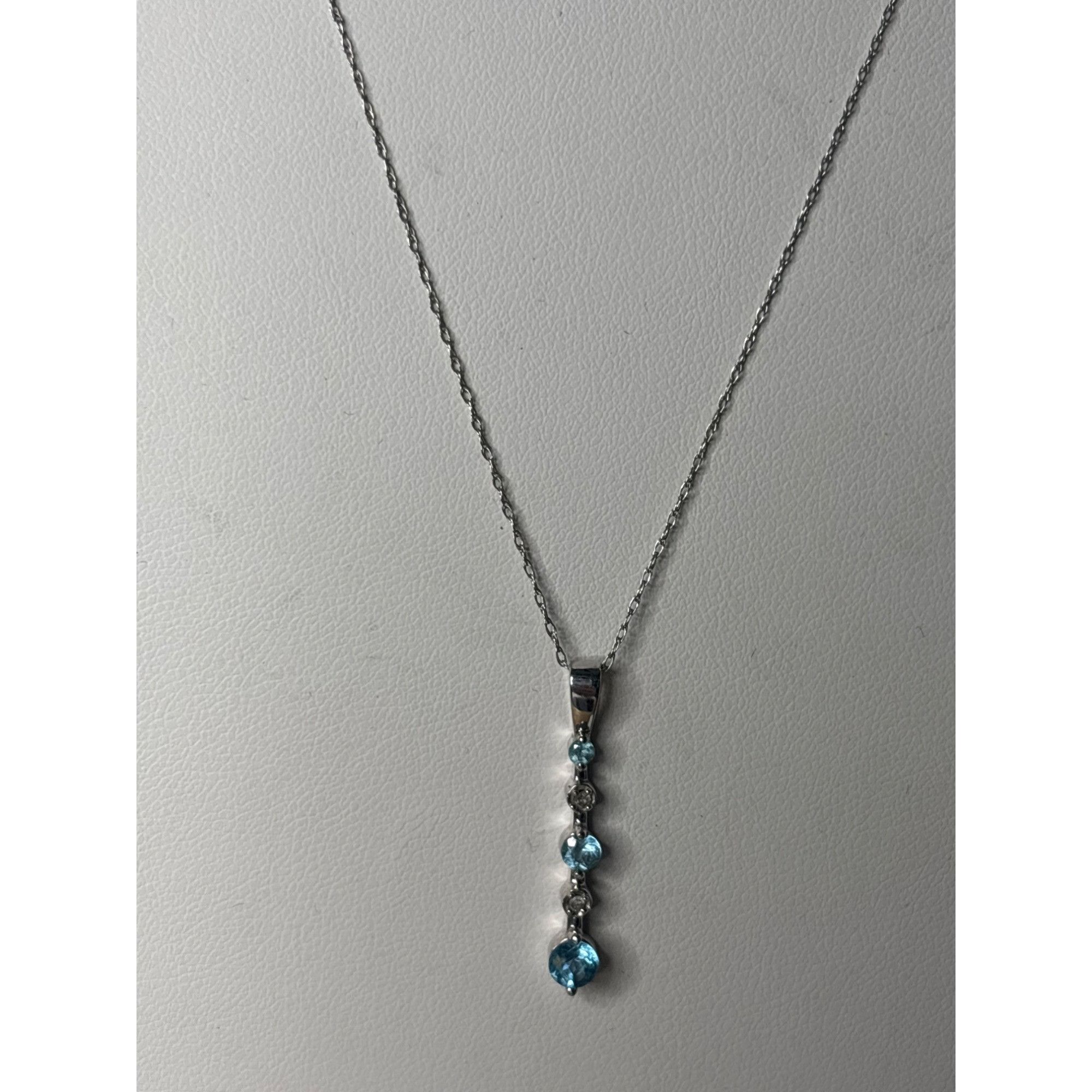 Other 925 Sterling Silver Necklace With Blue & Clear Gemstone Pend Size ONE SIZE - 12 Thumbnail