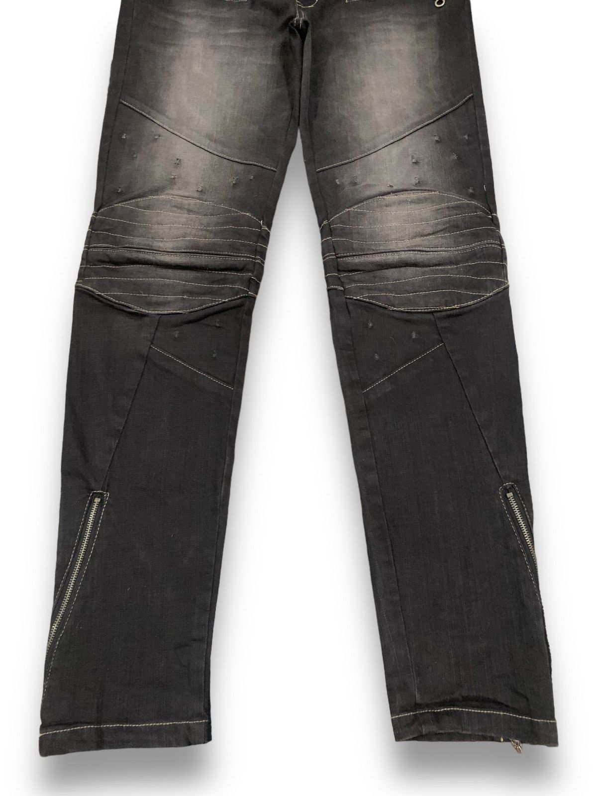 Balmain PPFM Double Knee Distressed Punk Biker Jeans like Balmain Size US 33 - 9 Thumbnail