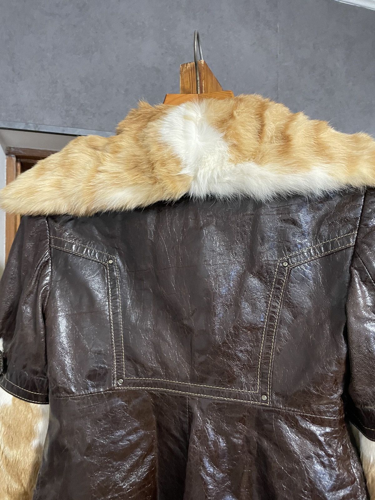 Vintage HOLYMOLY💥 Fur Leather Coat Avant-garde Opium Jacket Y2K Size M / US 6-8 / IT 42-44 - 7 Thumbnail
