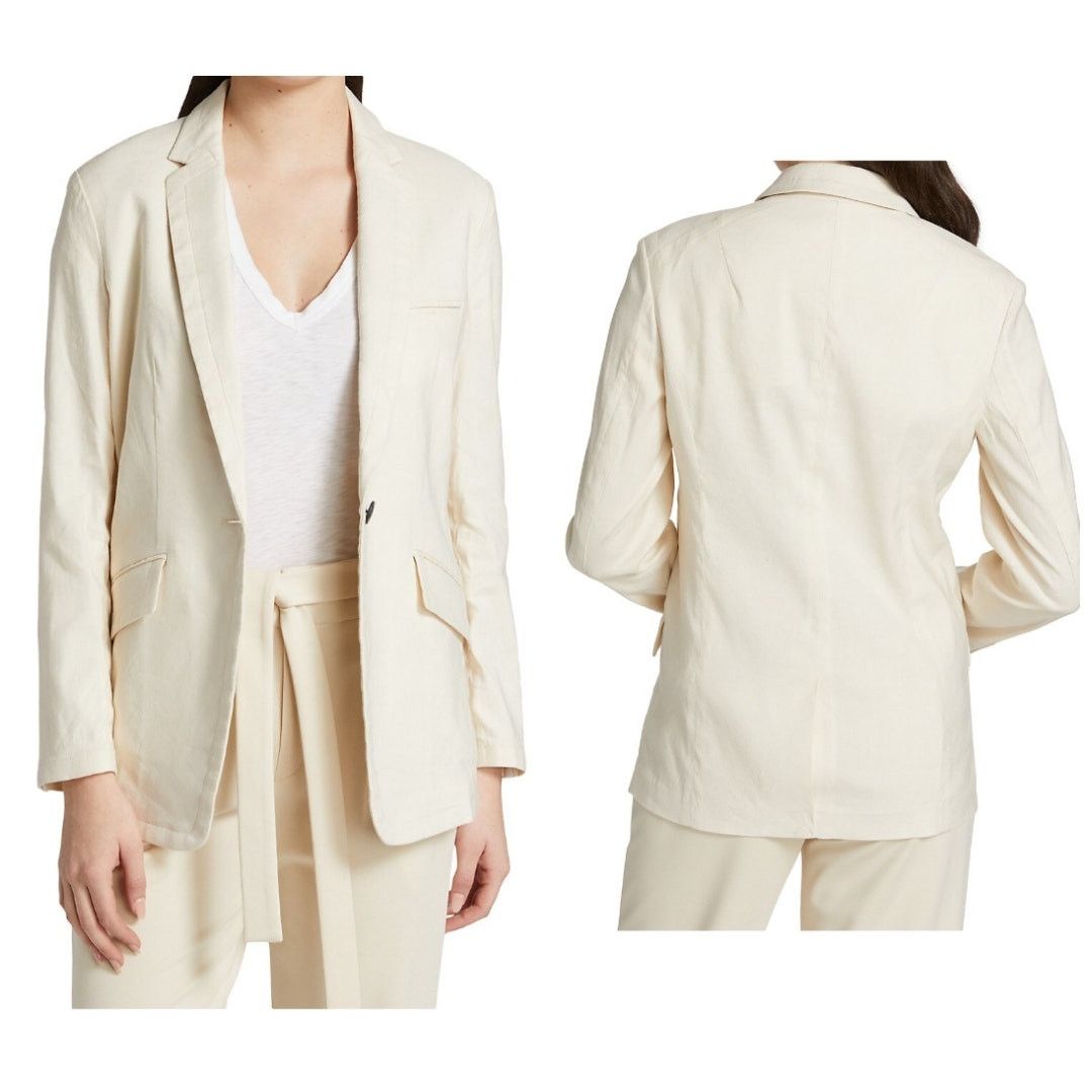 Rag & Bone NEW Rag & Bone Margot Linen Blazer Light Dove One Button 12 Size XL / US 12-14 / IT 48-50 - 2 Thumbnail