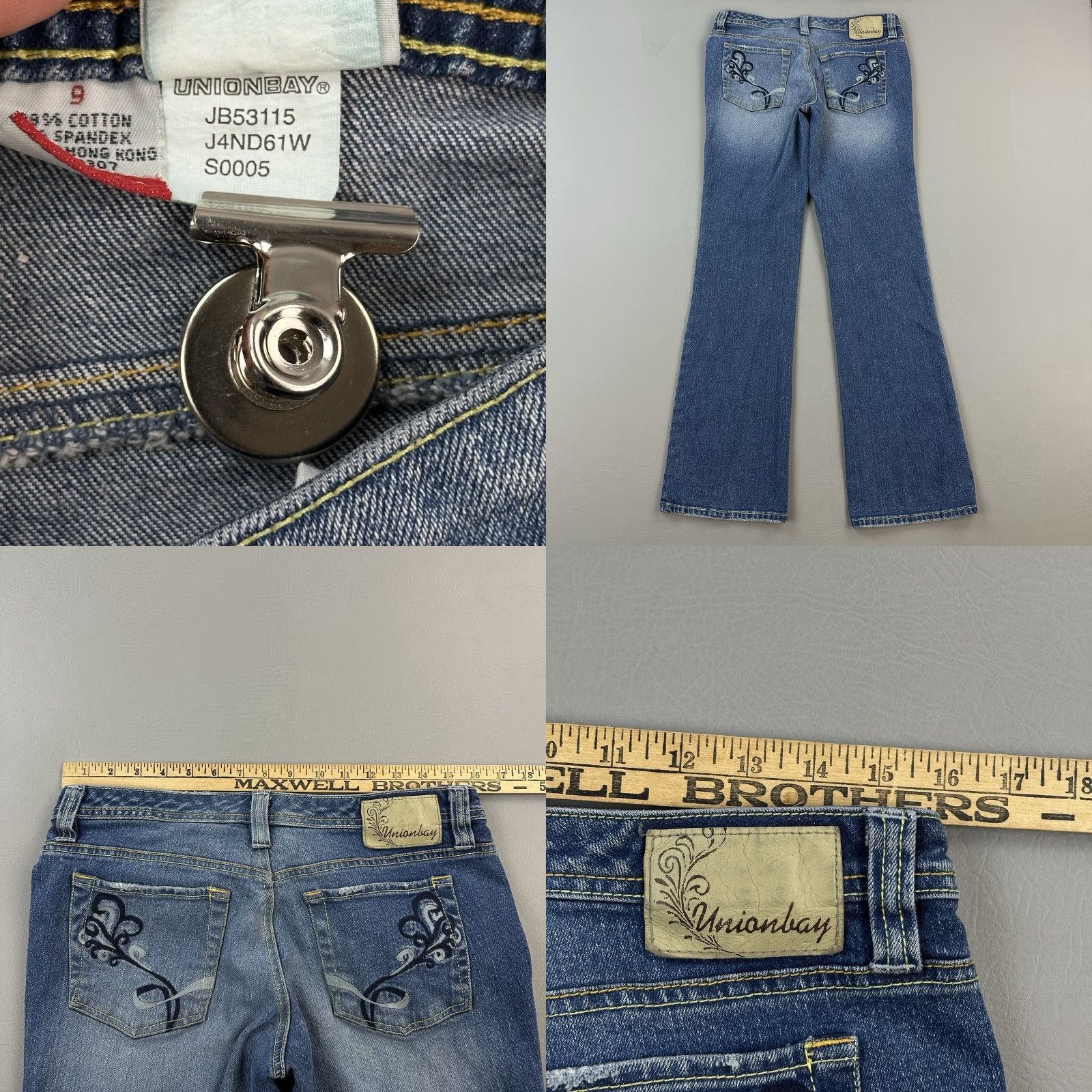 Vintage Vintage Union Bay Jeans Women's 9 32x33 Low Rise Flare Stretch Embroidered Y2K Jeans Size 30" / US 8 / IT 44 - 8 Thumbnail