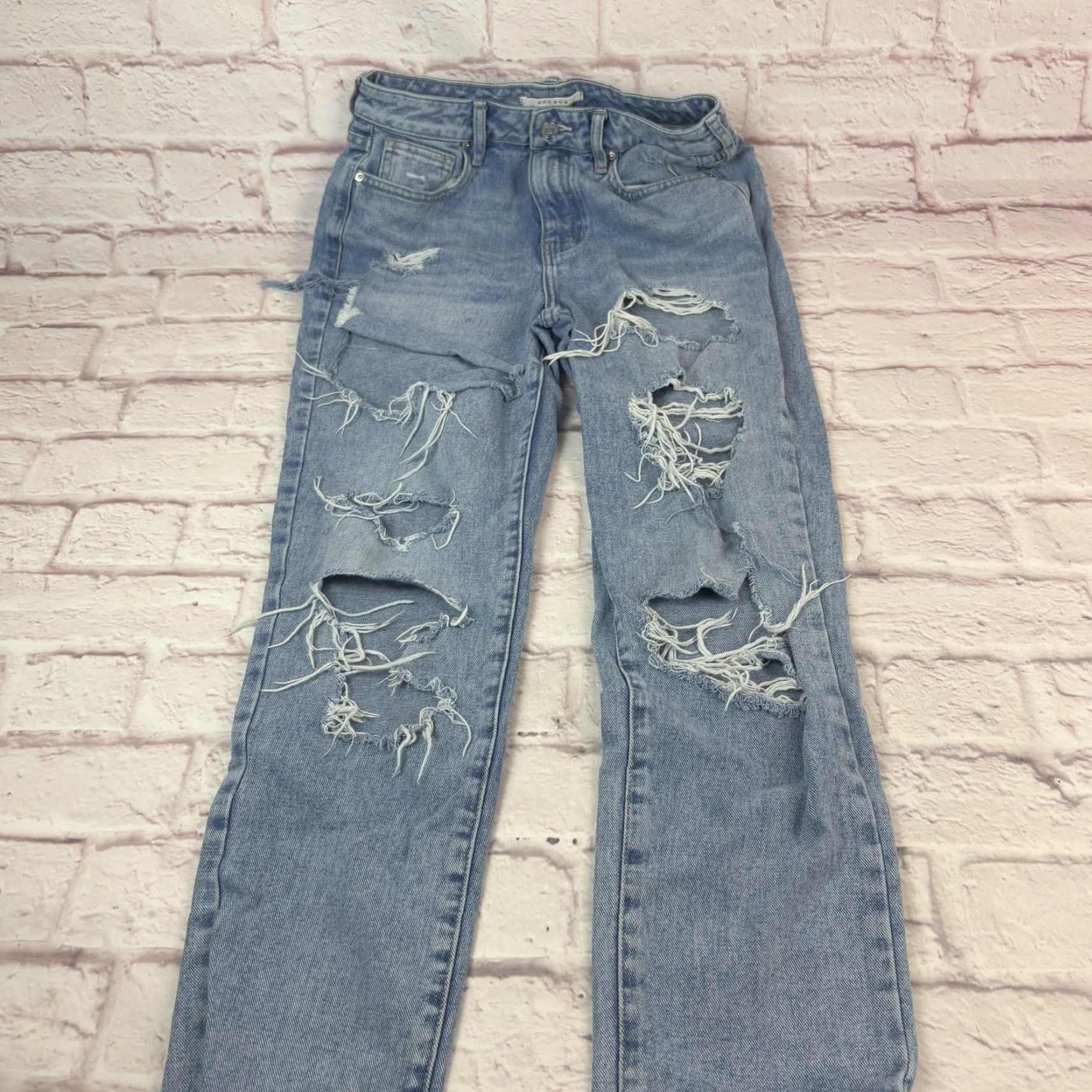 Pacsun VINTAGE? No, actually not vintage. PacSun Jeans Womens 25 Blue Mom Jean Distressed Ripped High Rise 26x26 Size 42" / US 20 - 2 Thumbnail