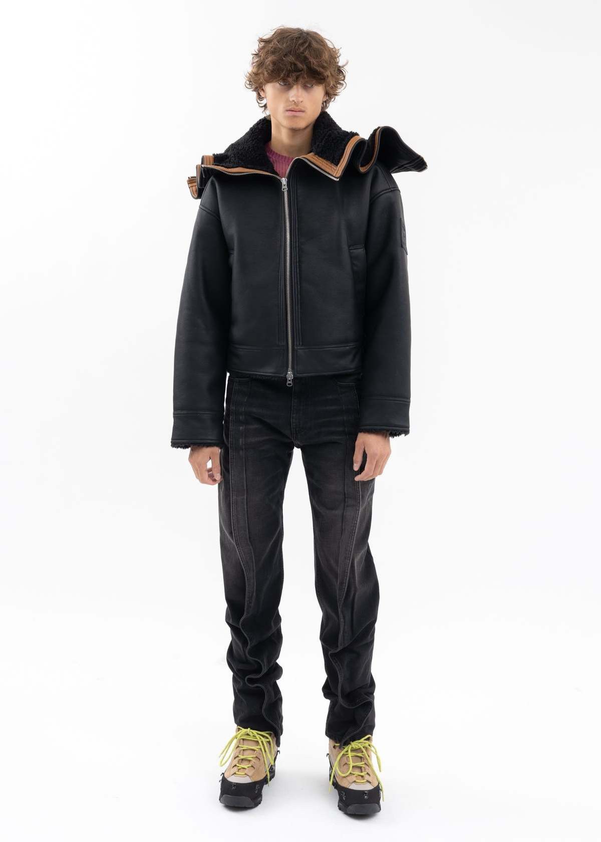 Jean Paul Gaultier × Y/Project Y/PROJECT FW2022 Sherling Split Wire Vegan Leather Jacket Size US S / EU 44-46 / 1 - 8 Thumbnail