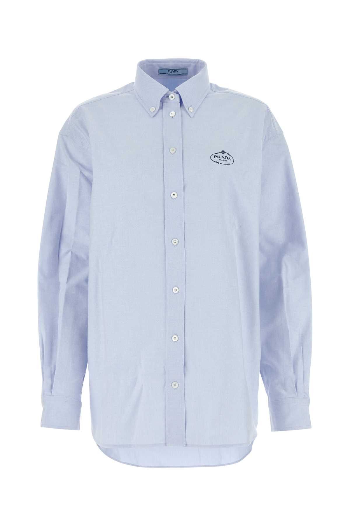 image of Prada Light Blue Oxford Oversize Shirt, Women's (Size Medium)