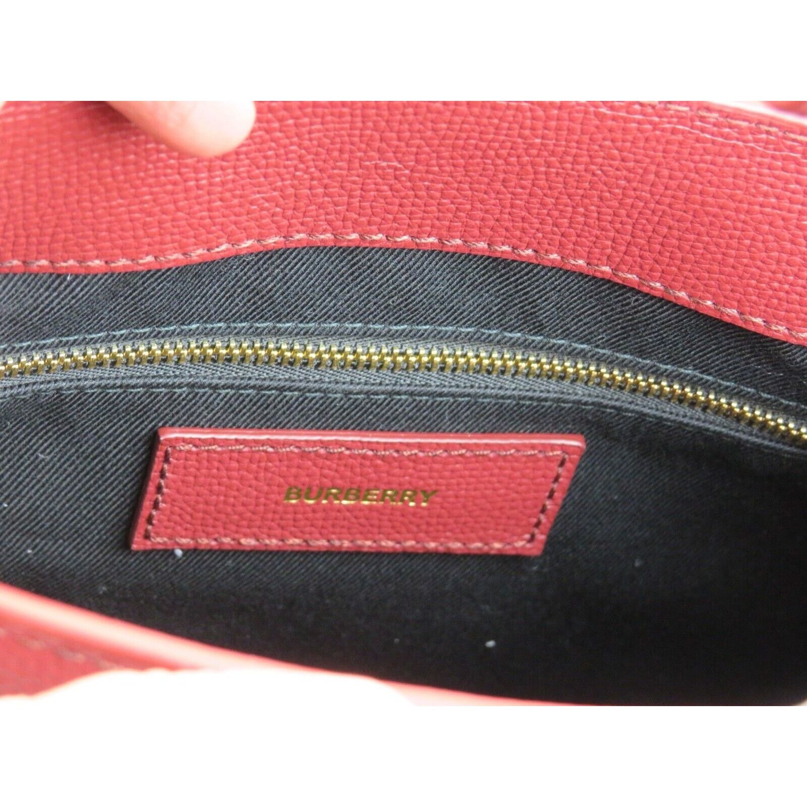 Burberry BURBERRY BANNER CRIMSON LEATHER CHECK CANVAS SHOULDER SM BAG Size ONE SIZE - 11 Thumbnail