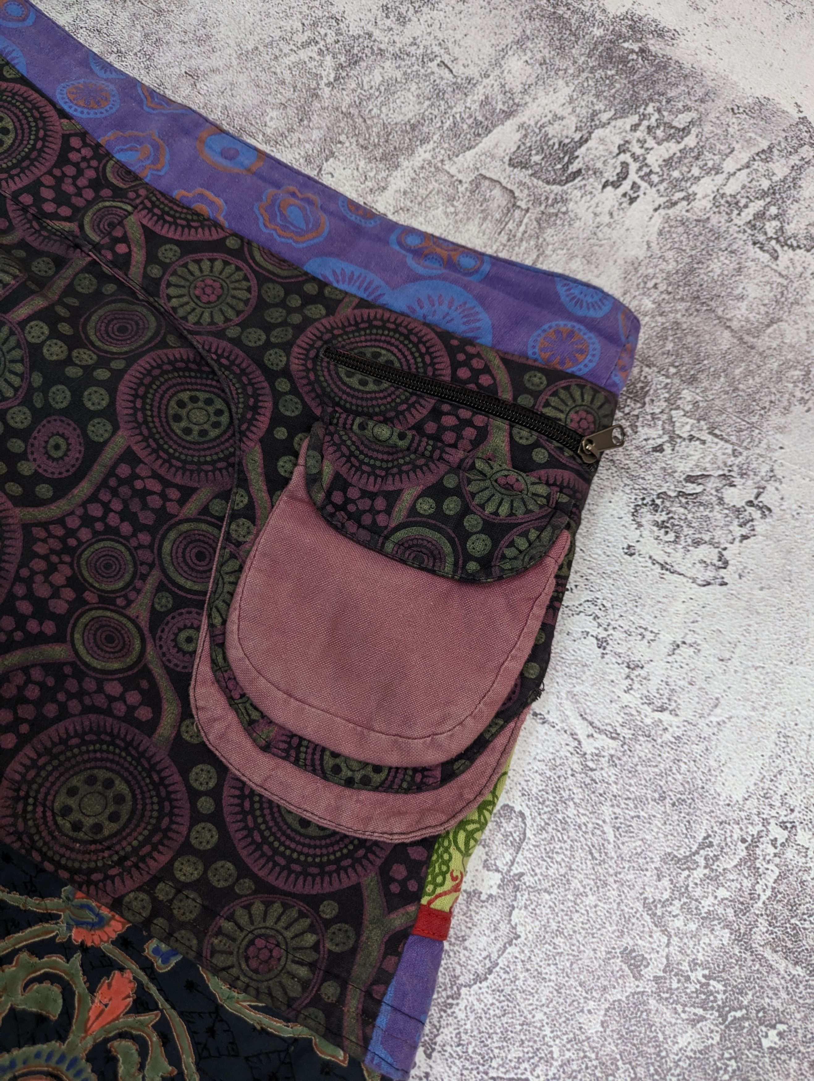 Japanese Brand VTG Japanese Patchwork Wrap Skirt Boho Fairy M/L Size 31" - 16 Thumbnail