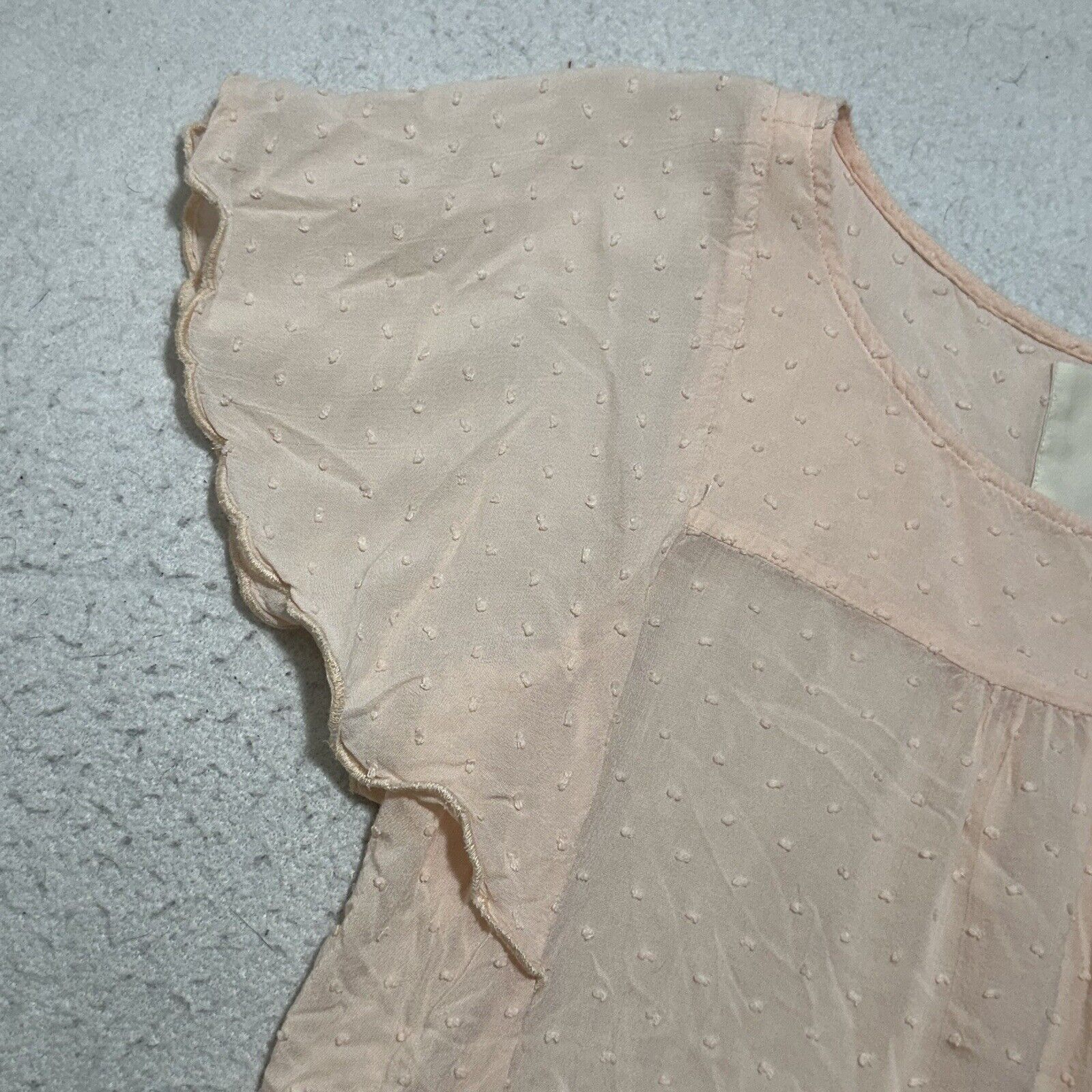 Other Anthropologie Maeve 2 Flutter Sleeve Pink Swiss Dot Scallop Size XS / US 0-2 / IT 36-38 - 6 Thumbnail