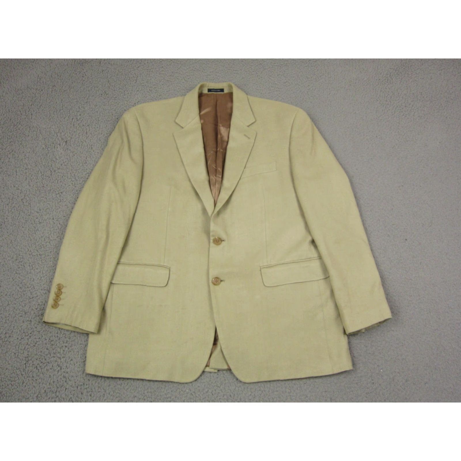Ralph Lauren Ralph Lauren Jacket Blazer Mens 42 R Beige Silk Blazer Notch Lapel Single-Breasted 80s 90s Vintage (Used) Size 42R - 2 Thumbnail