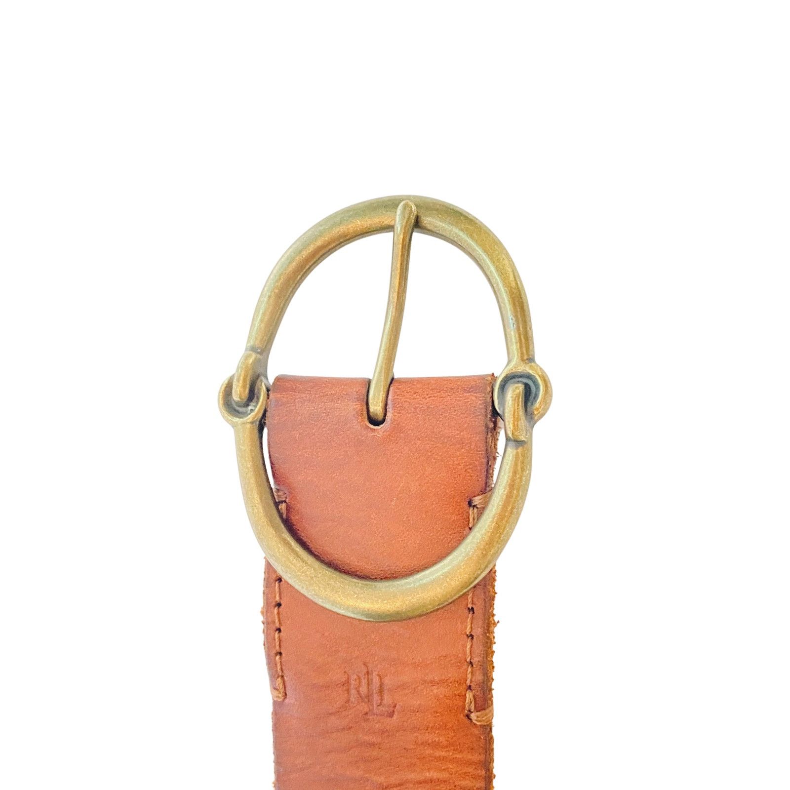 Ralph Lauren Tan Leather Belt with Brass Buckle Size 34