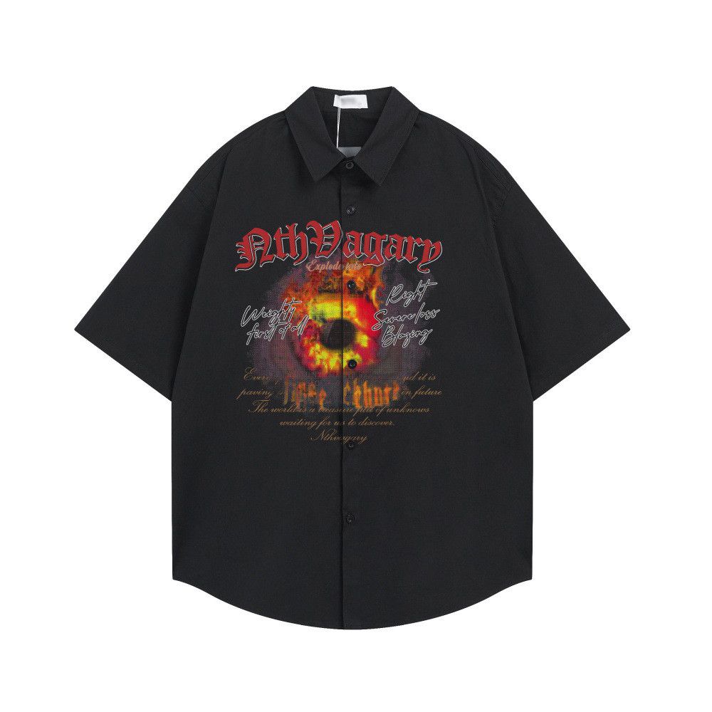 Japanese Brand High-Street Vibe Loose-Fit Casual Shirt with Eye Print Size US M / EU 48-50 / 2 - 1 Thumbnail