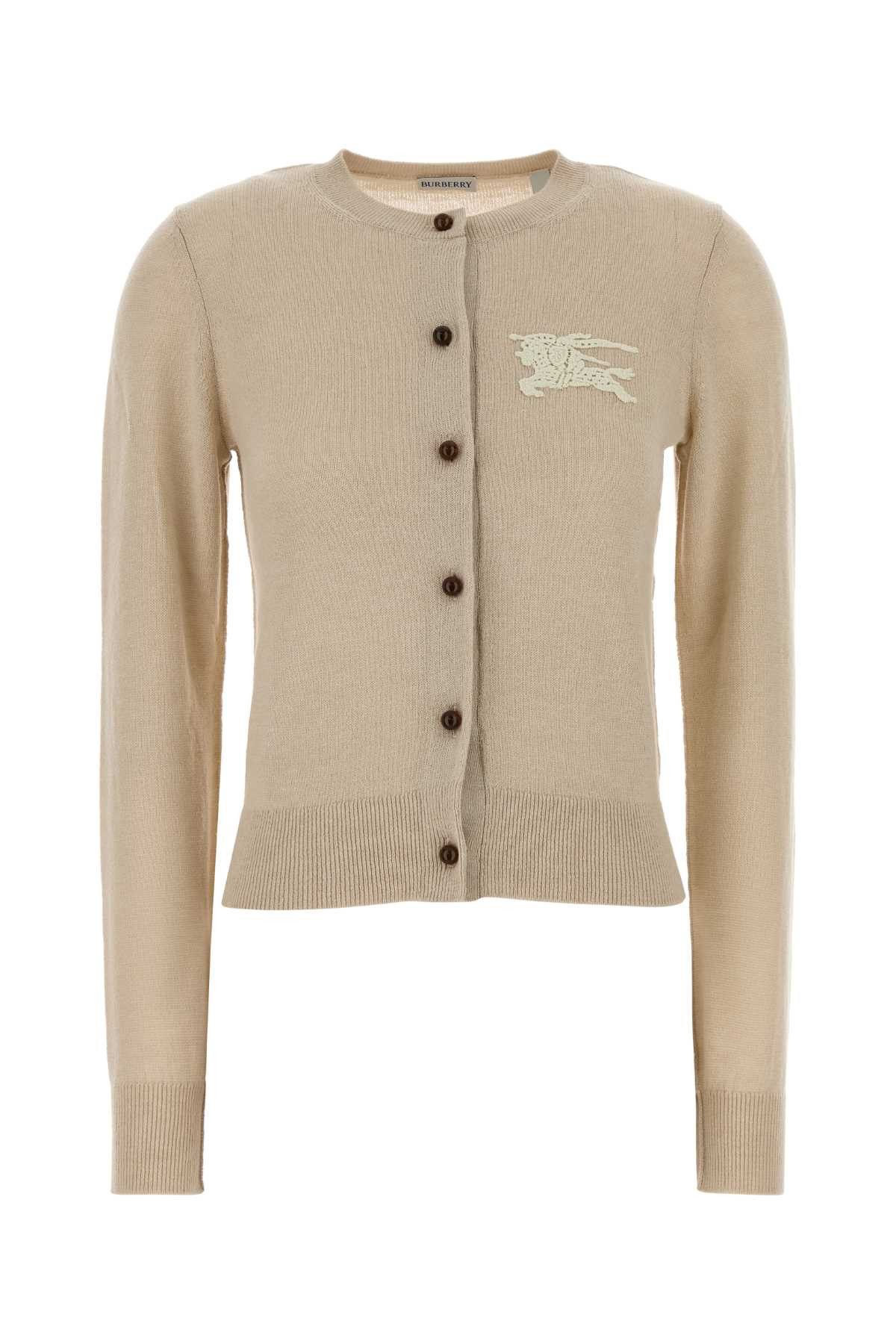 Burberry Beige Cotton And Wool Cardigan Size L / US 10 / IT 46 - 1 Thumbnail