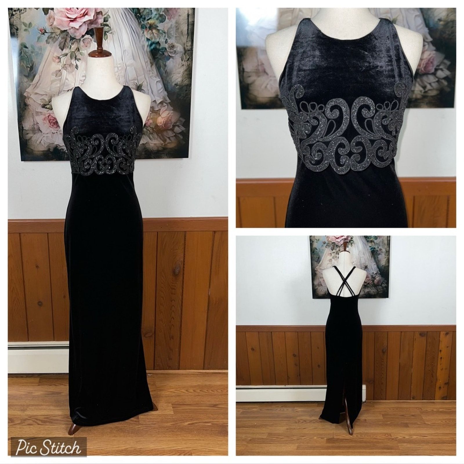 little black dress bachelorette Zapakasa Women Sparkly Floral Black Mermaid Long Corset Prom Dress Beaded  Spaghetti Straps Lace Up Back Pageant Dress