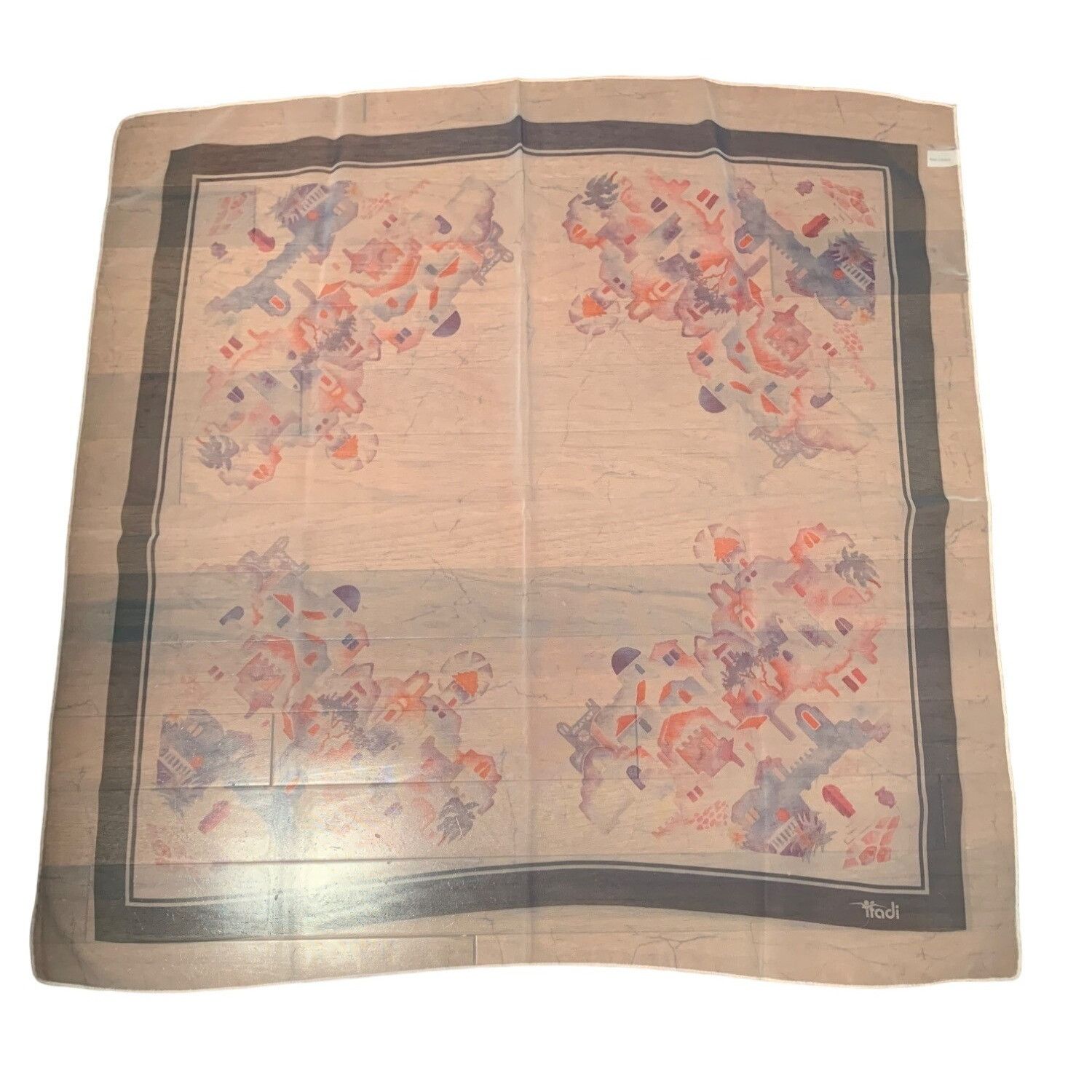 Vintage Vintage Itadi Abstract Print Sheer Scarf 29" x 29" Size ONE SIZE - 1 Thumbnail