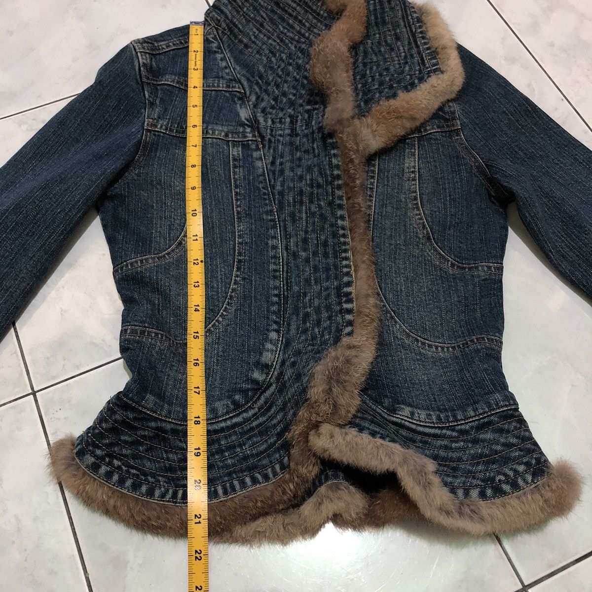 Vintage Encourager Japanese Brand Foxy Denim Jacket n Fur Rabbit Size S / US 4 / IT 40 - 23 Thumbnail