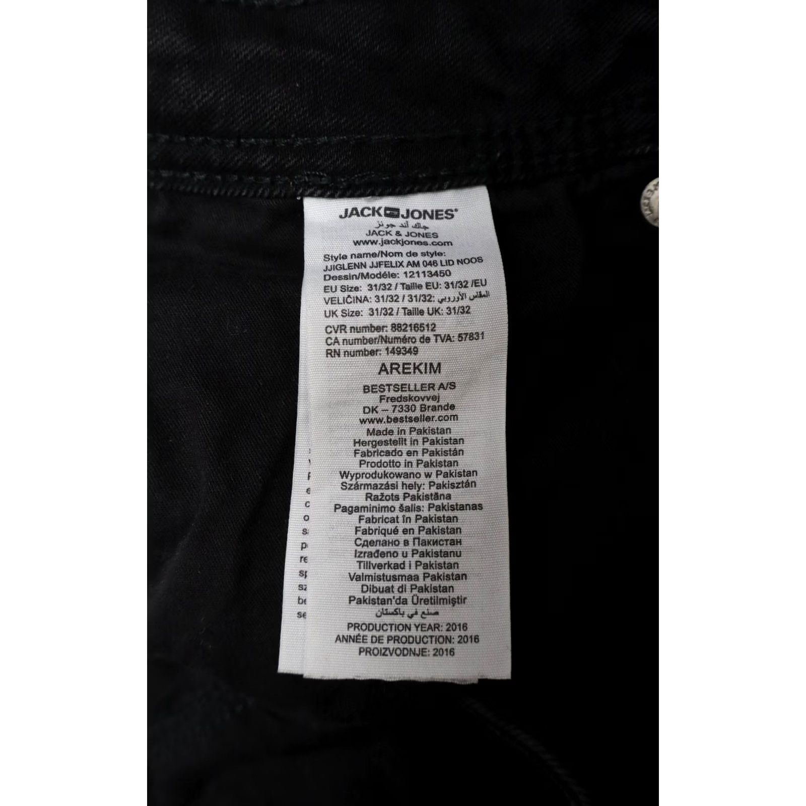 Jack & Jones JACK & JONES Glenn Slim Jeans Men's W31/L32 Black Denim Button Fly Stretchy Jeans Size US 31 - 6 Thumbnail