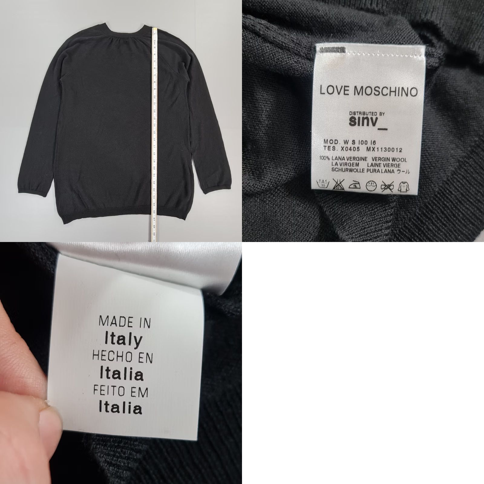 Moschino Love Moschino Womens Jumper Black 10 UK Wool Pullover Crew Neck Long Sleeve Knit Weight Regular Size 10 Size L / US 10 / IT 46 - 8 Thumbnail