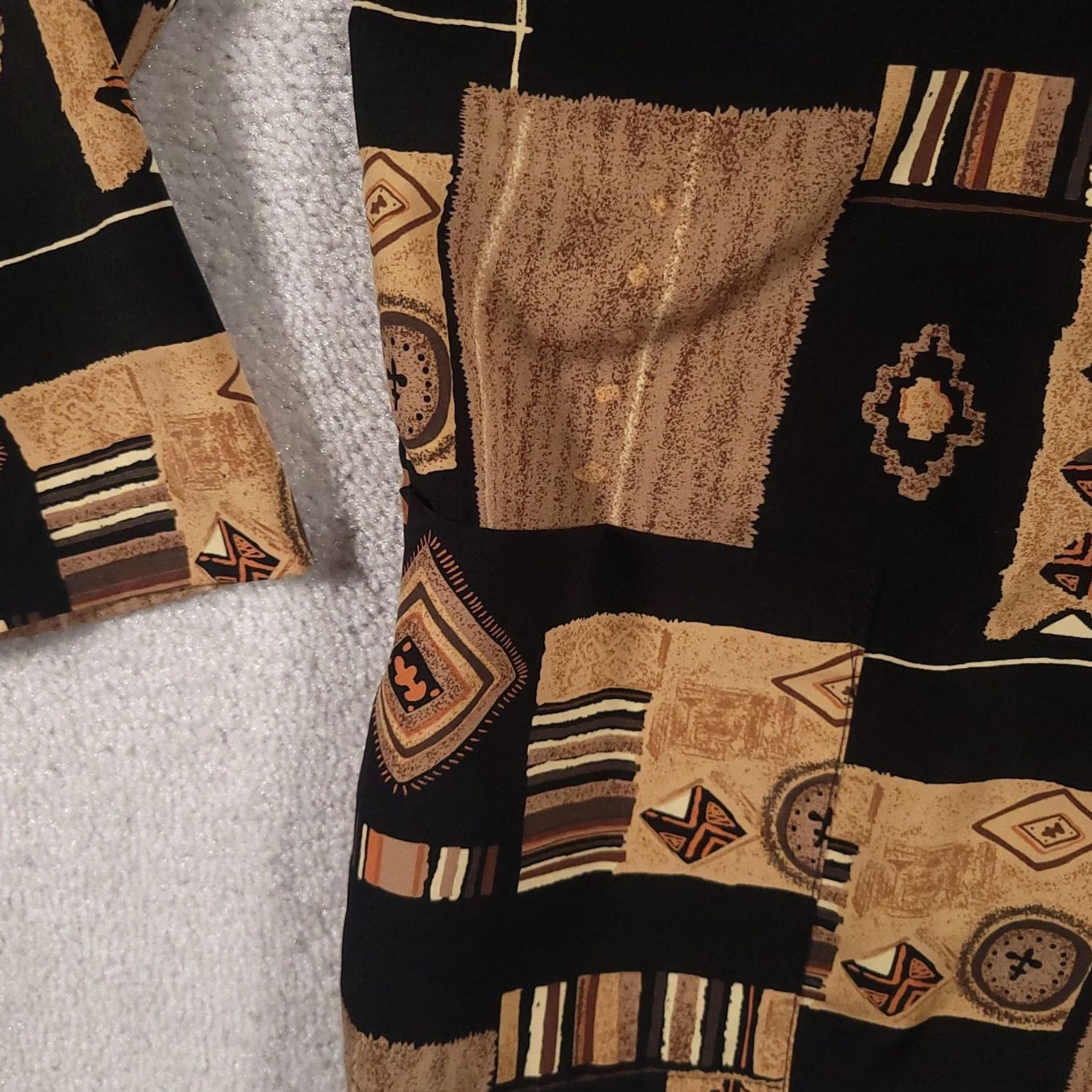 Vintage VINTAGE Fashion Bug Blazer Womens Small Black Tan Geometric Patchwork 90s Jacket Size S / US 4 / IT 40 - 5 Thumbnail